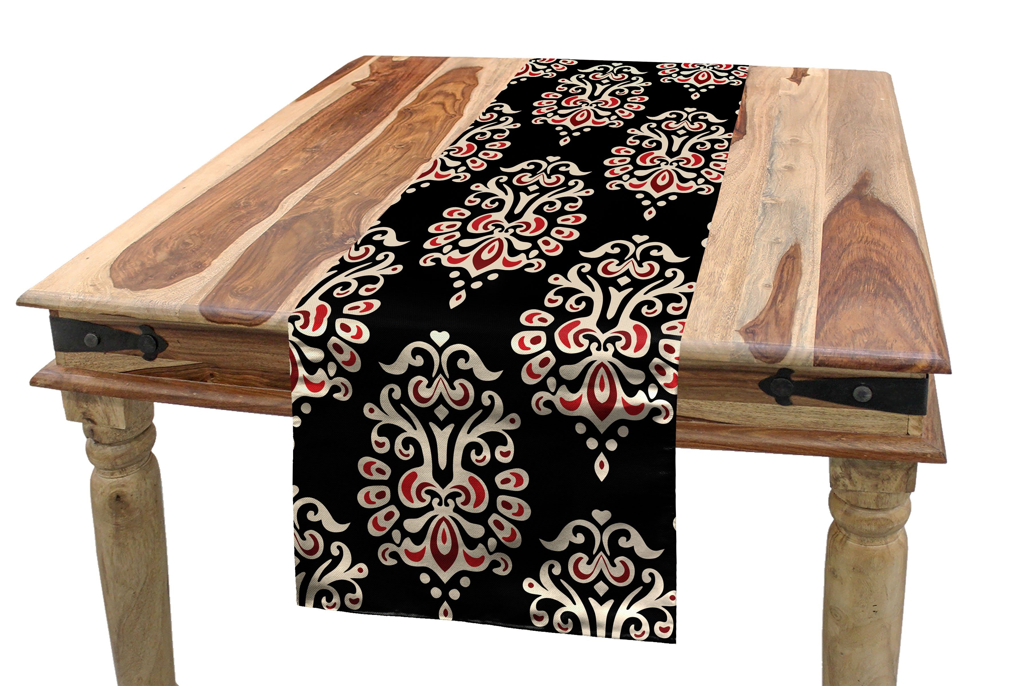 Abakuhaus Tischläufer Esszimmer Küche Rechteckiger Dekorativer Tischläufer, Damast traditionelle Zusammenfassung