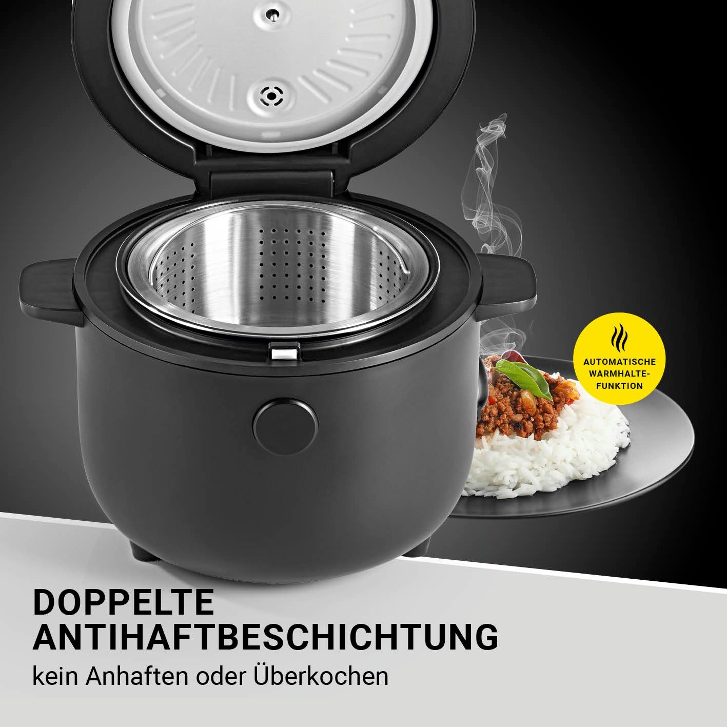 N8WERK schwarz Digitaler Reiskocher Reiskocher
