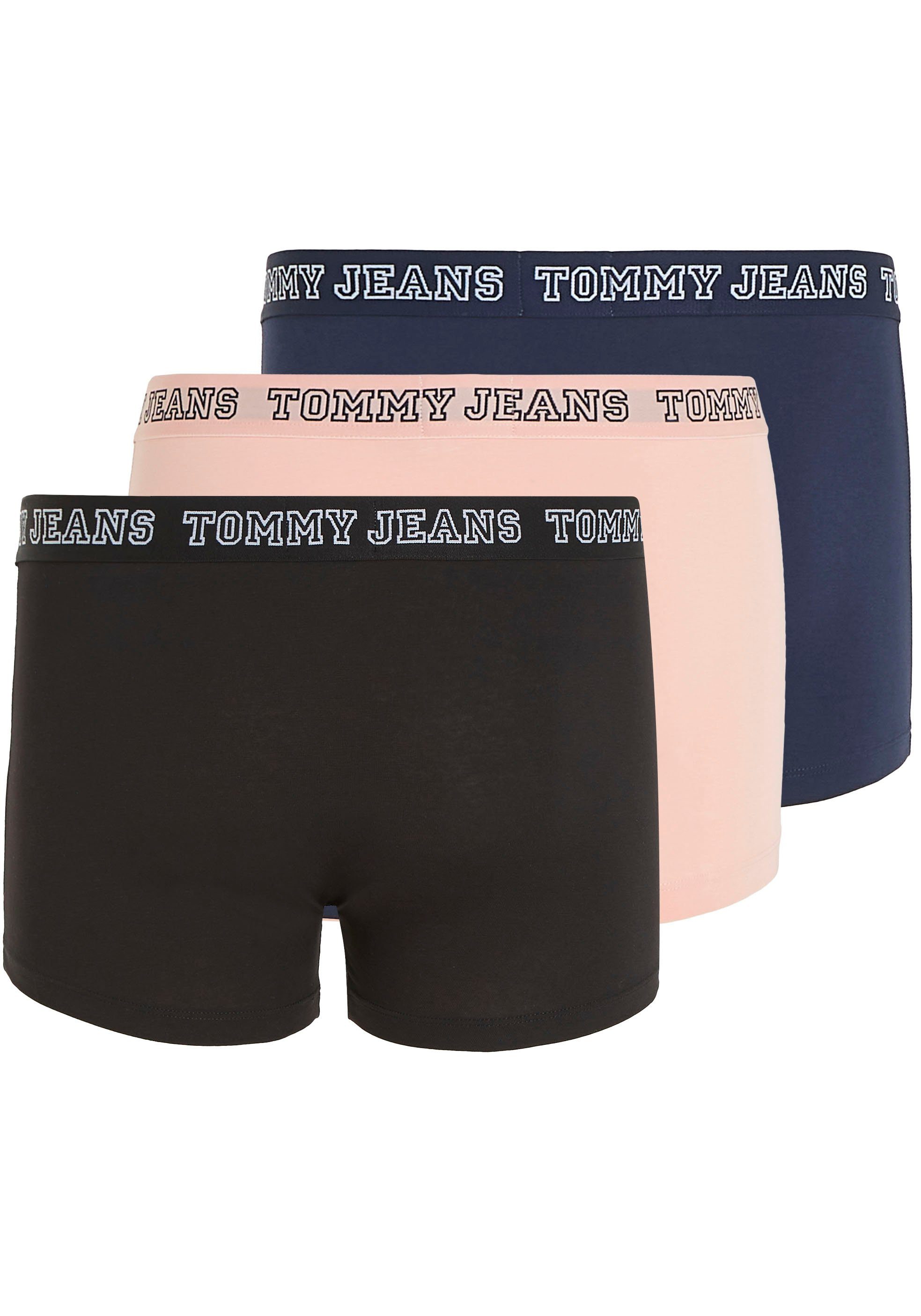 3er-Pack) mit TRUNK 3-St., Logo-Elastikbund DTM 3P Hilfiger Underwear Tommy (Packung, Trunk Twilight/Black/Peach Tommy Jeans