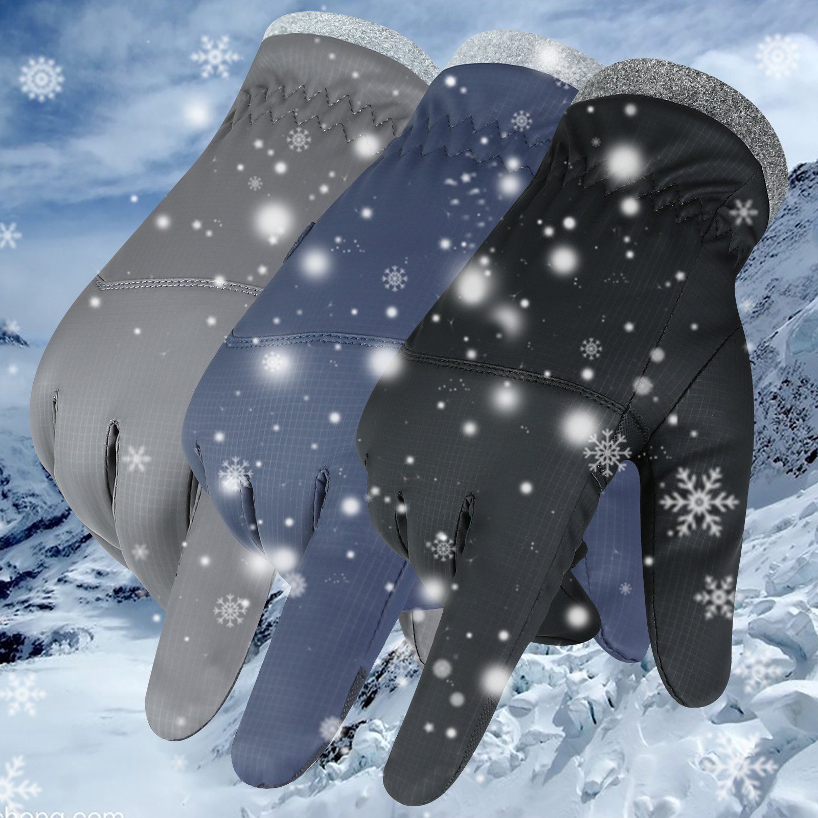 Winterhandschuhe Wetter Ski, Windproof, Kaltes für Wasserdicht, Blau Touchscreen Snowboard, Skihandschuhe Warm Sport, Warme Sunicol Winter Handschuhe, Outdoor