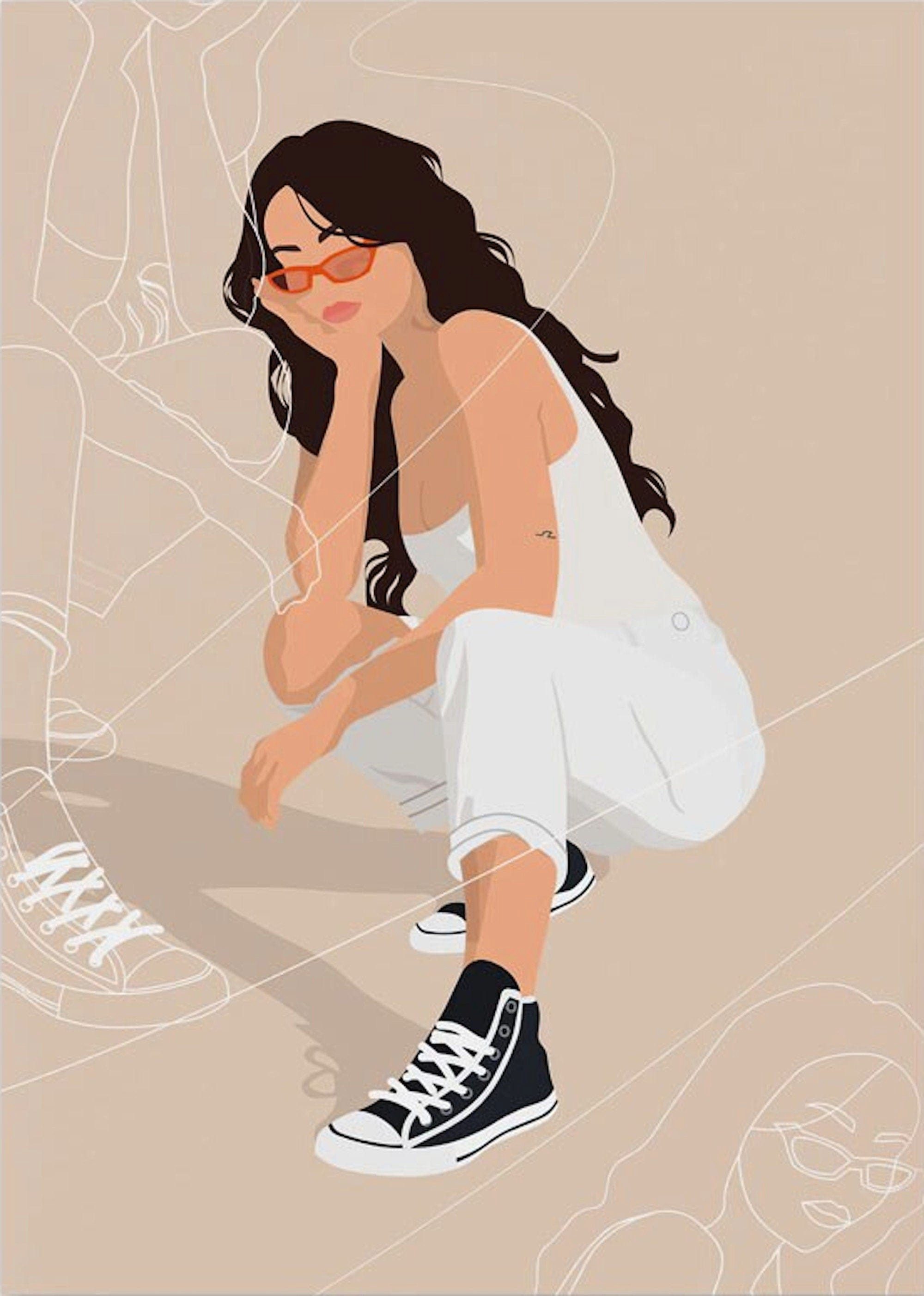 JUSTGOODMOOD Poster Boho Frau und Blätter als Deko Print ohne Rahmen 13 x 18 cm 3, 3 (1 St)