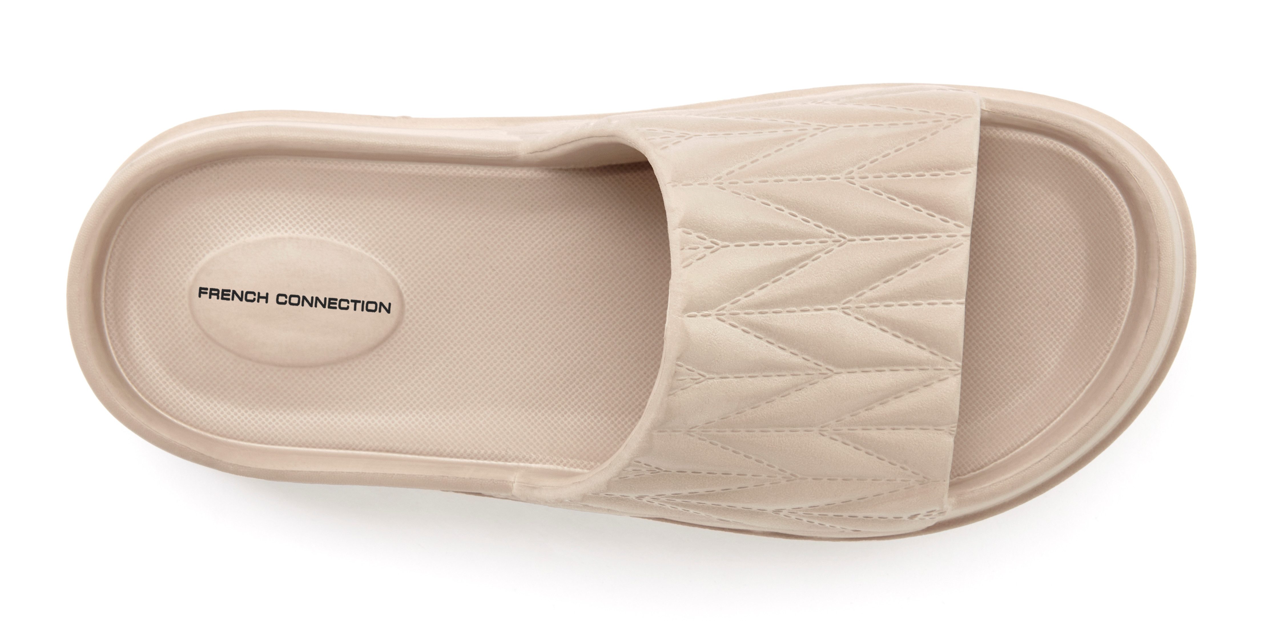 French Connection Badeschlappe, Badelatsche, Mule, Sandale, offener Schuh, Sommerschuhe Badepantolette Pantolette aus wasserabweisendem Material mit Plateausohle