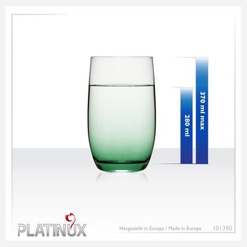 PLATINUX Glas Trinkgläser Ombré Grün, Glas, 280ml (max. 370ml) Wassergläser Saftgläser Longdrinkgläser