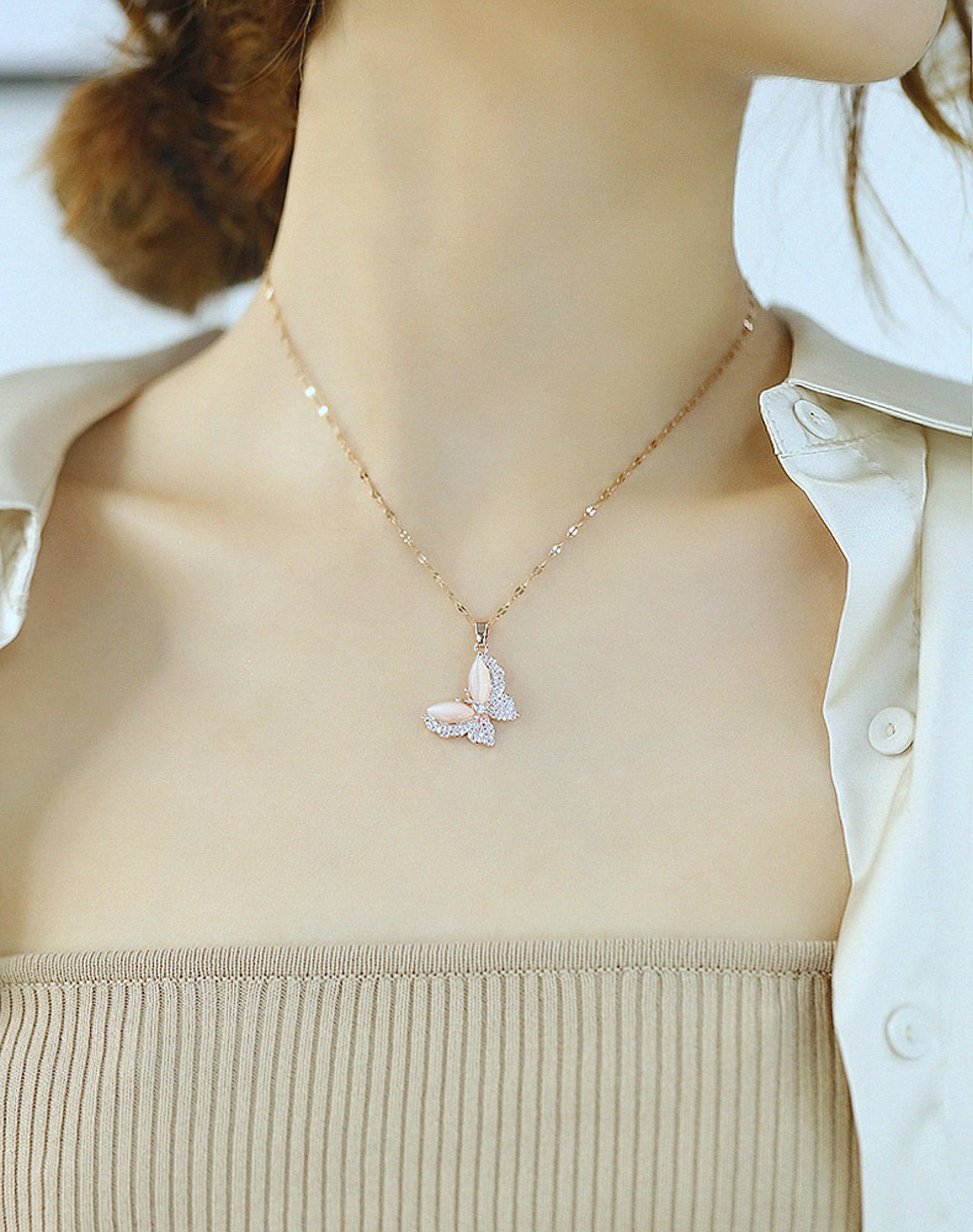 COLLEZIONE ALESSANDRO Kette mit Anhänger Schmetterling, 3D Optik