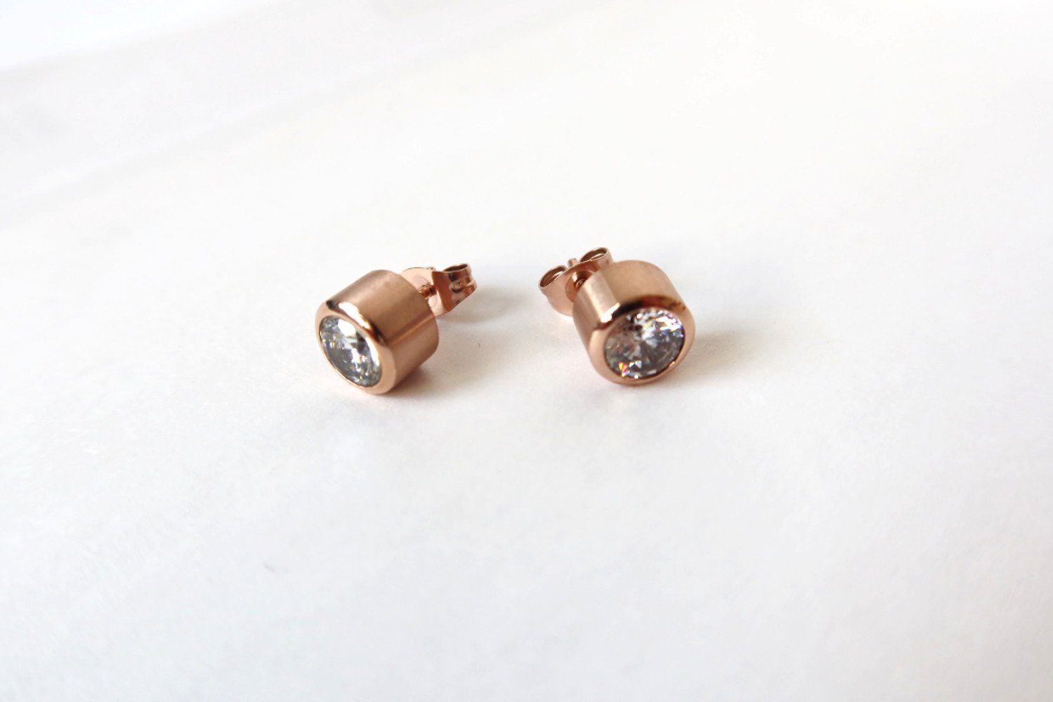 OUTLET-NORD Paar Серьги-гвоздики VITALmaxx Lisa, mit Kristallen Edelstahl Magnetschmuck Rosevergoldet