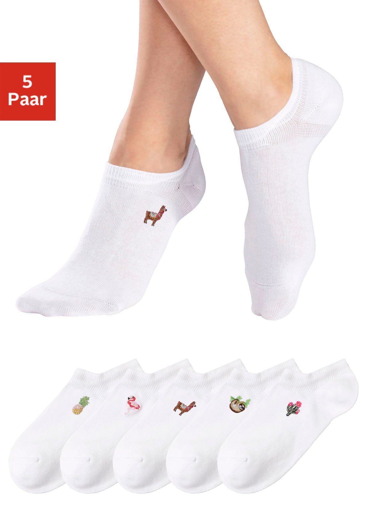 H.I.S Sneakersocken (Set, 5-Paar) mit Motivstickerei 5x weiß