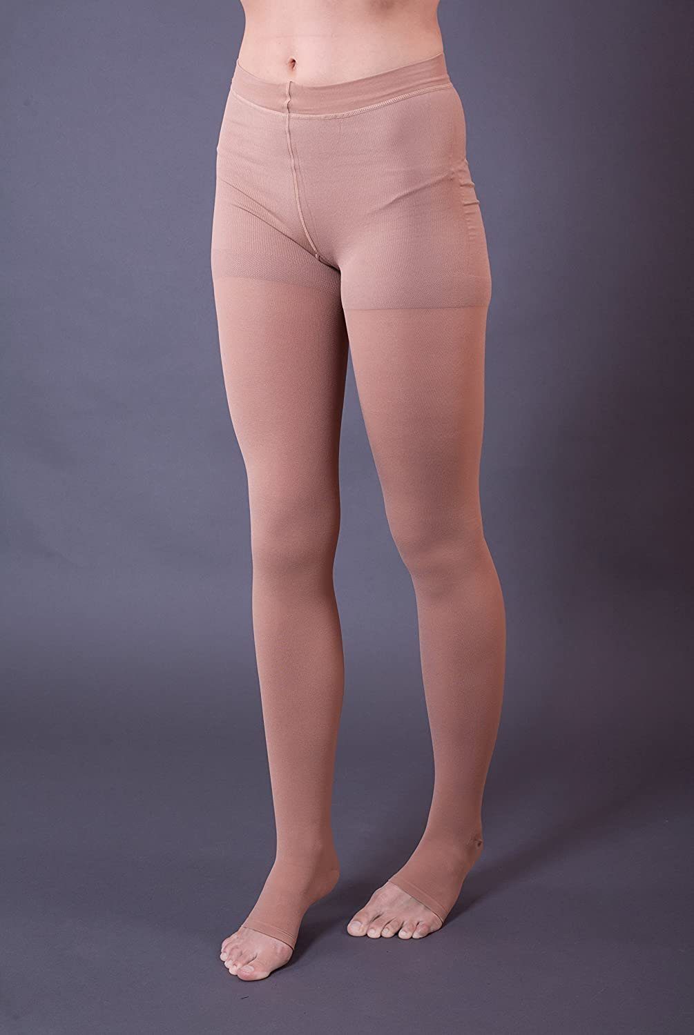 Kompressionsstrumpfhose normal Lorey 2, offene AT, Stützstrumpfhose Klasse Spitze, IG Medtec Beige