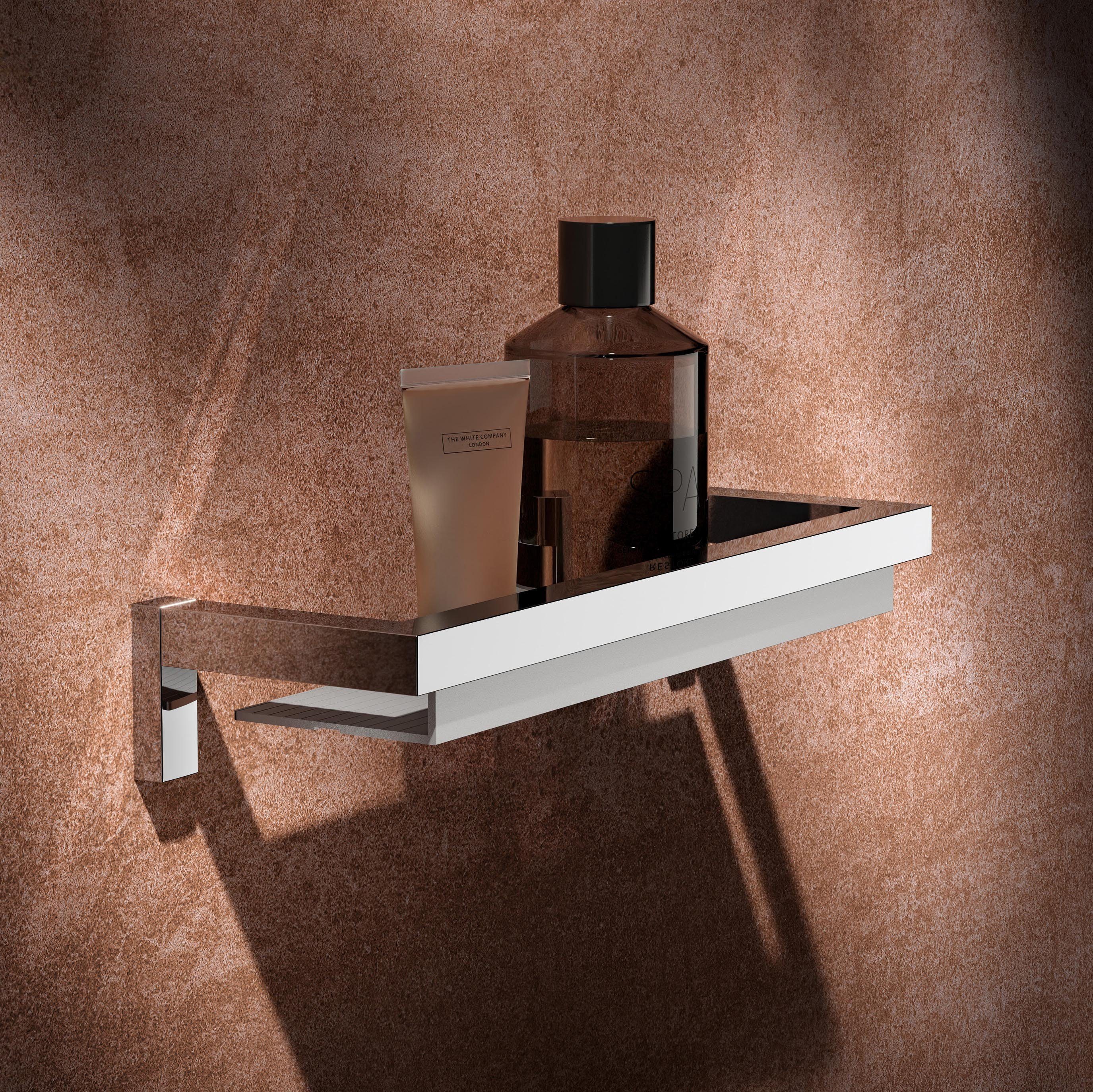 Keuco Duschablage Edition 90 Square, Metall verchromt und Aluminium silber eloxiert, 11x40x6cm, Duschregal