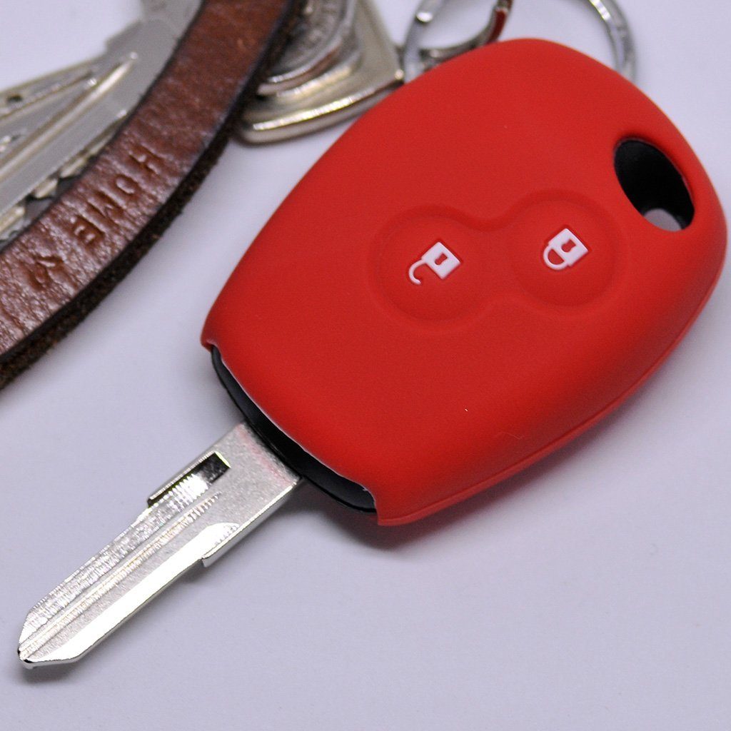 mt-key Schlüsseltasche Autoschlüssel Softcase Silikon Schutzhülle Rot, für Dacia Dokker Sandero Duster Lodgy Logan Renault Clio Twingo
