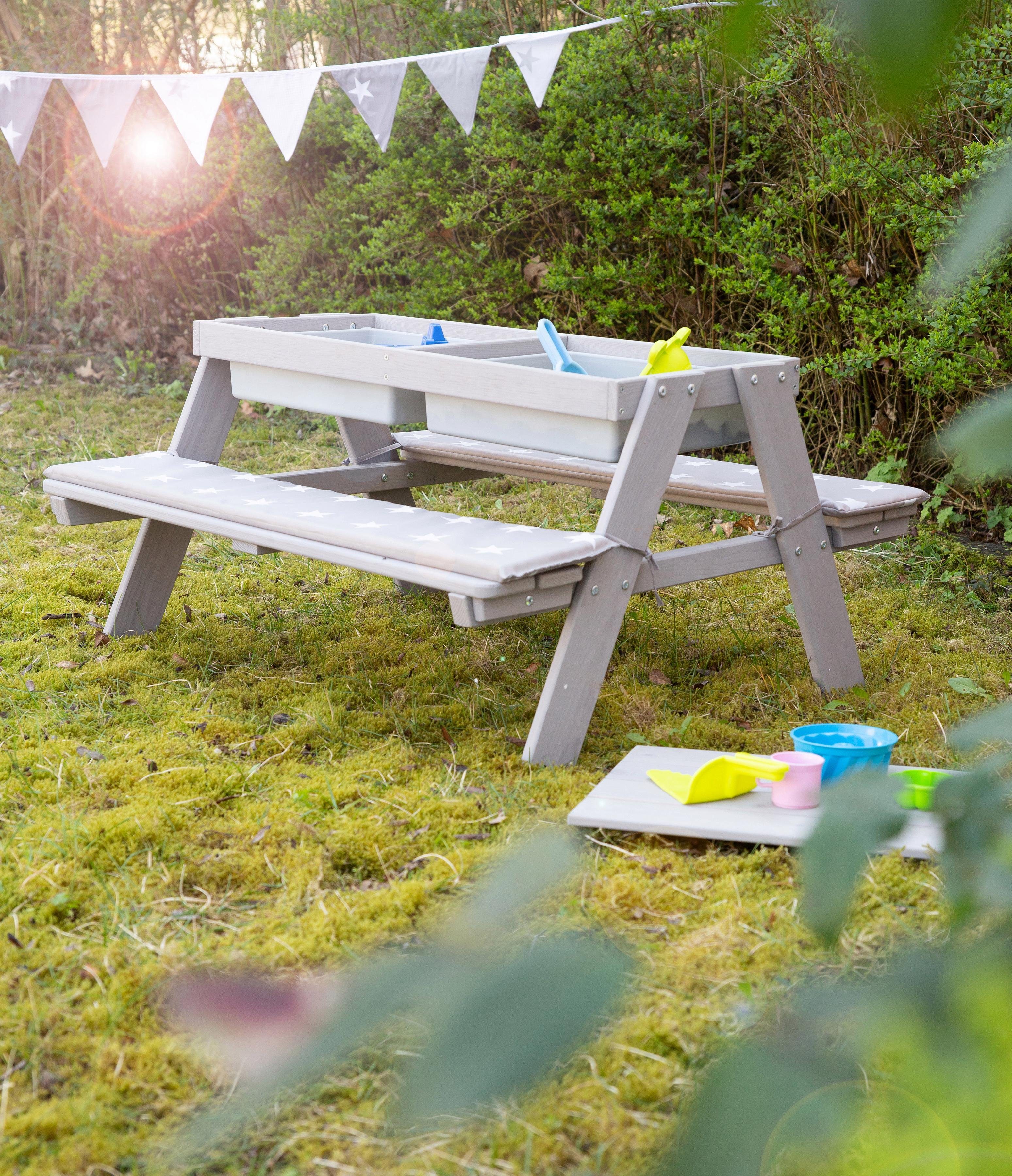 Deluxe Ecken roba® mit Spielwannen, mit Grau, Picknick abgerundeten for 4 Kindersitzgruppe Outdoor