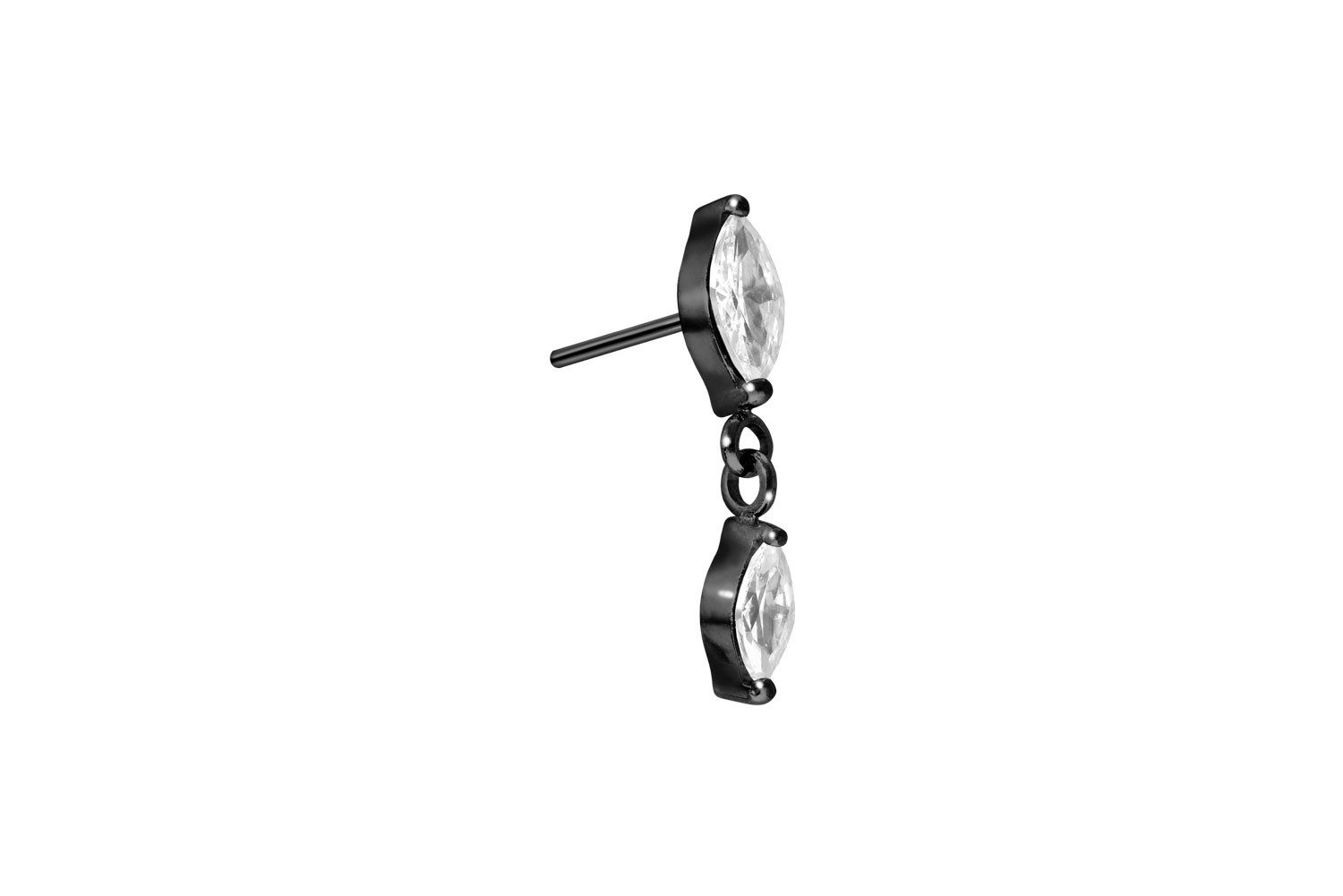 Piercing-Set Titan Aufsatz mit Push Pin 2 KRISTALLTROPFEN