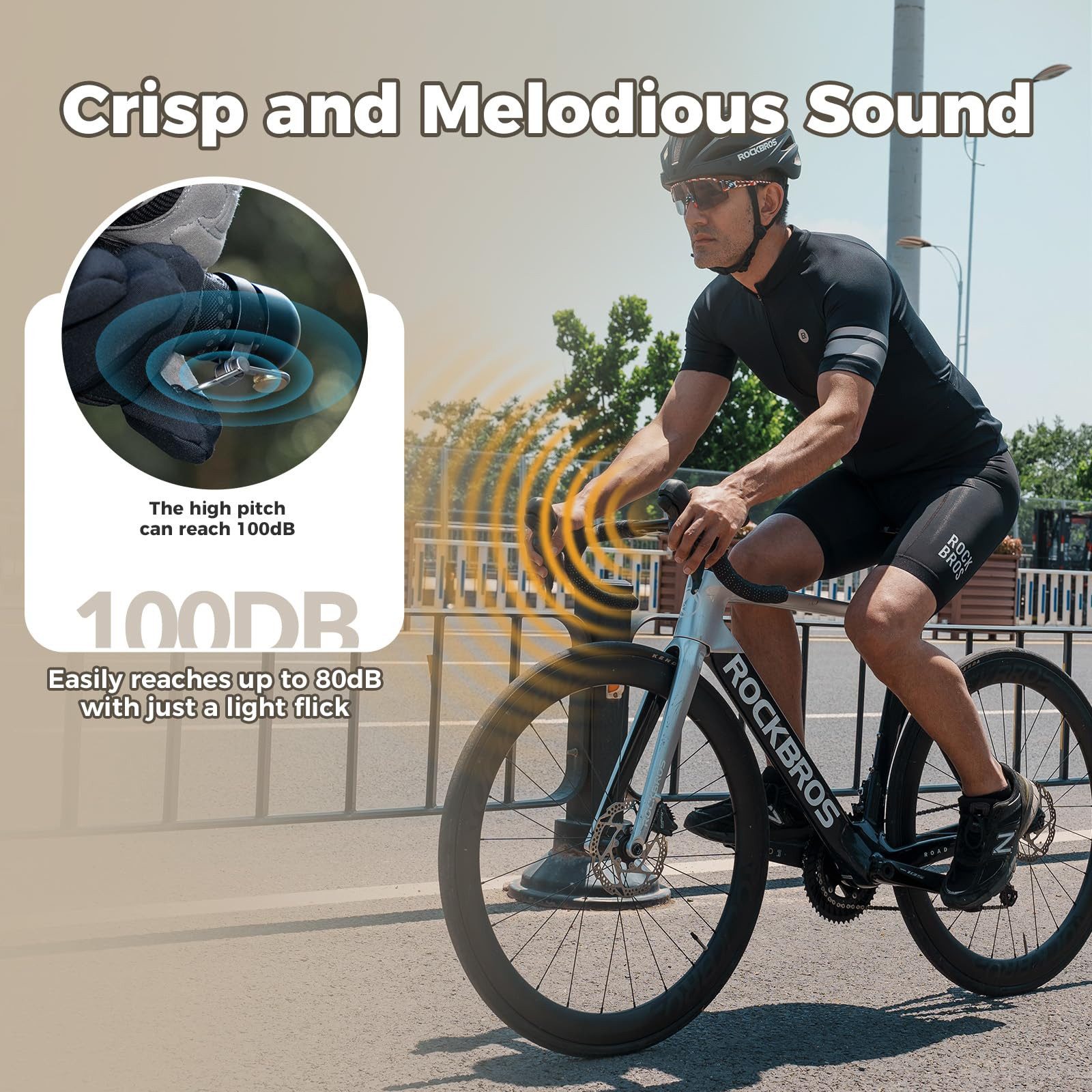 ROCKBROS Fahrradklingel 2in1 Mini Fahrrad Glocke als Lenkerstopfen, für Rennrad Drop Bar 22,2mm gebogener Lenkerz