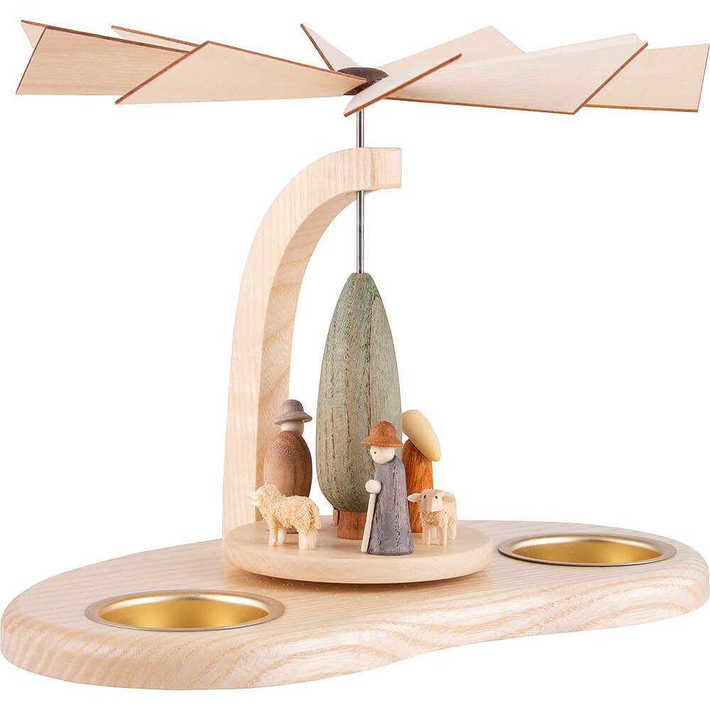 Seiffener Kunsthandwerk Theo Lorenz Weihnachtspyramide 1-stöckige Pyramide Krippenminiaturen (17cm) von Theo Lorenz Kunsthand