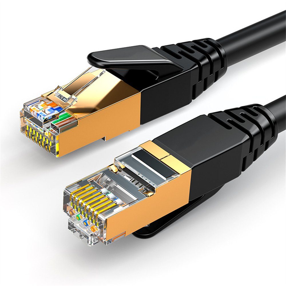 IVSO CAT-8 LAN-Kabel, RJ-45, RJ-45 Stecker; RJ-45 Stecker (100 cm), mehrfach  geschirmtes Gigabit Ethernet LAN S/FTP Kabel - 10000 Mbit/s Patchkabel -  Netzwerkkabel LAN-Kabel, (200 cm)