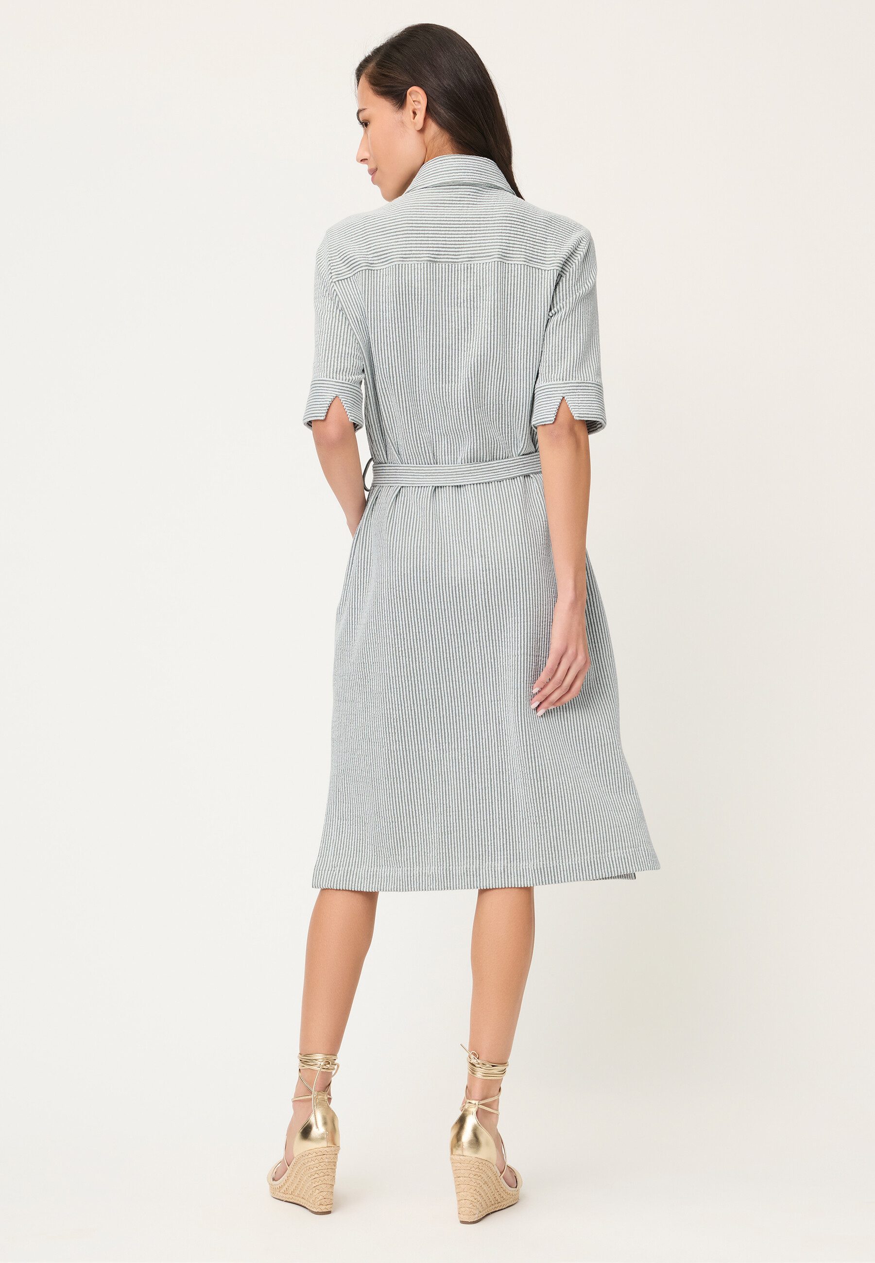 Olsen Midikleid Kleid mit Streifen und 1/3-Ärmel