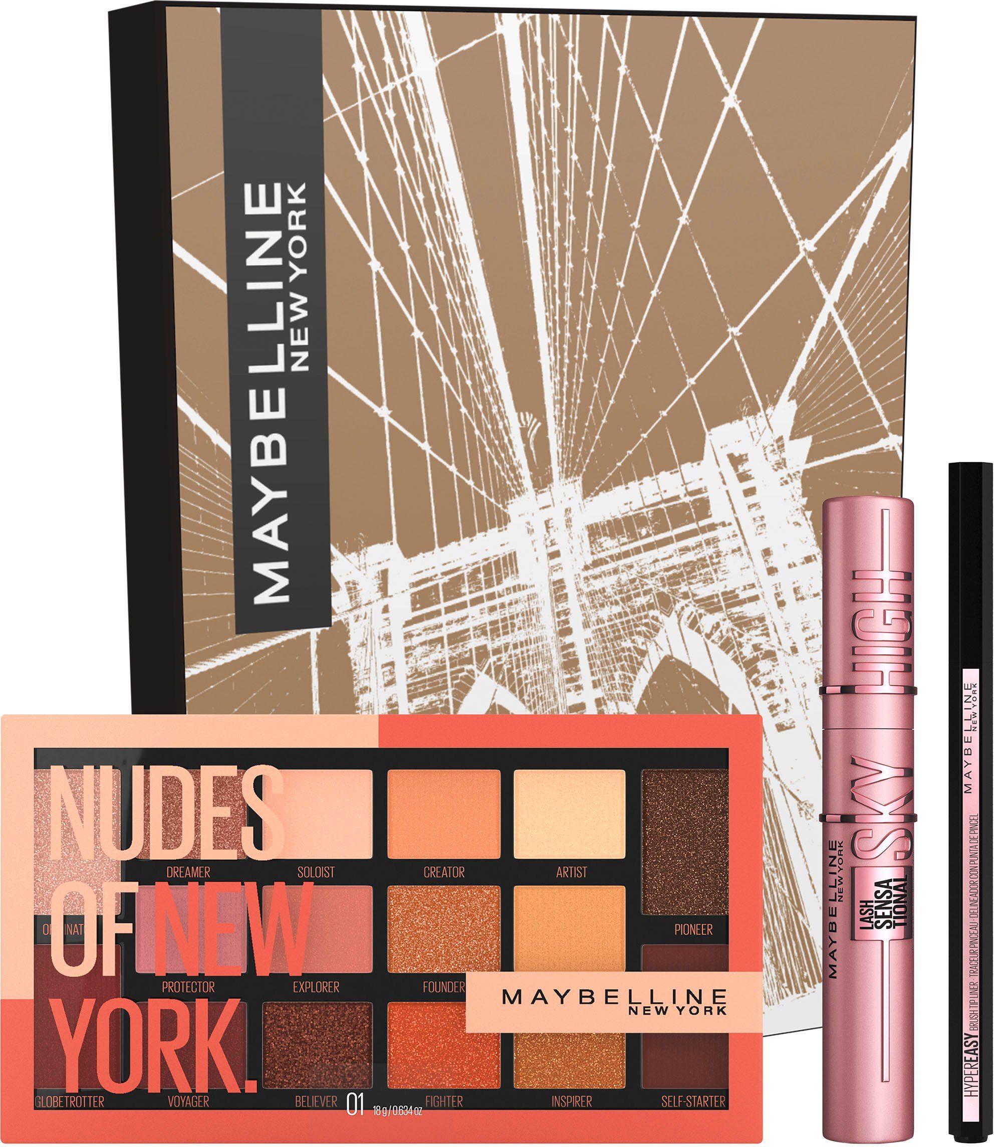 MAYBELLINE NEW YORK Schmink-Set Augen Make-Up Set mit Sky High, mit vielseitigen Kombinationsmöglichkeiten