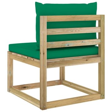 vidaXL Loungesofa Garten-Mittelsofa mit Kissen Grün Imprägniertes Kiefernholz, 1 Teile