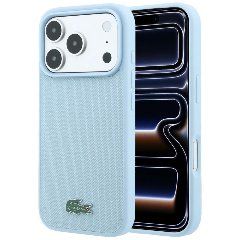Lacoste Handyhülle Phone 17 Pro Max / 18 Pro Max MagSafe Petit Pique Hülle blau Logo 6,9 Zoll, Kantenschutz
