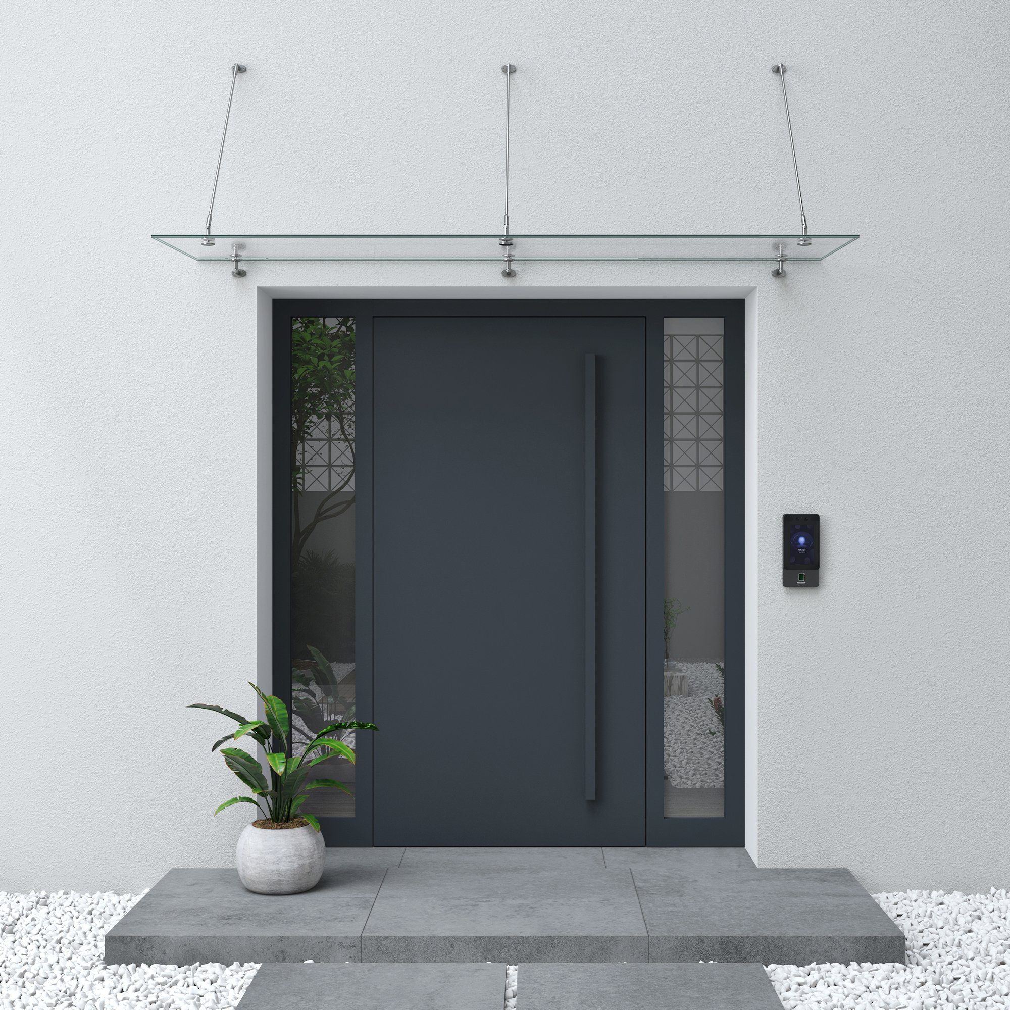 doporro Vordach Haustürvordach VSG mit SGP Folie Vordach Haustür Edelstahl Pultvordach