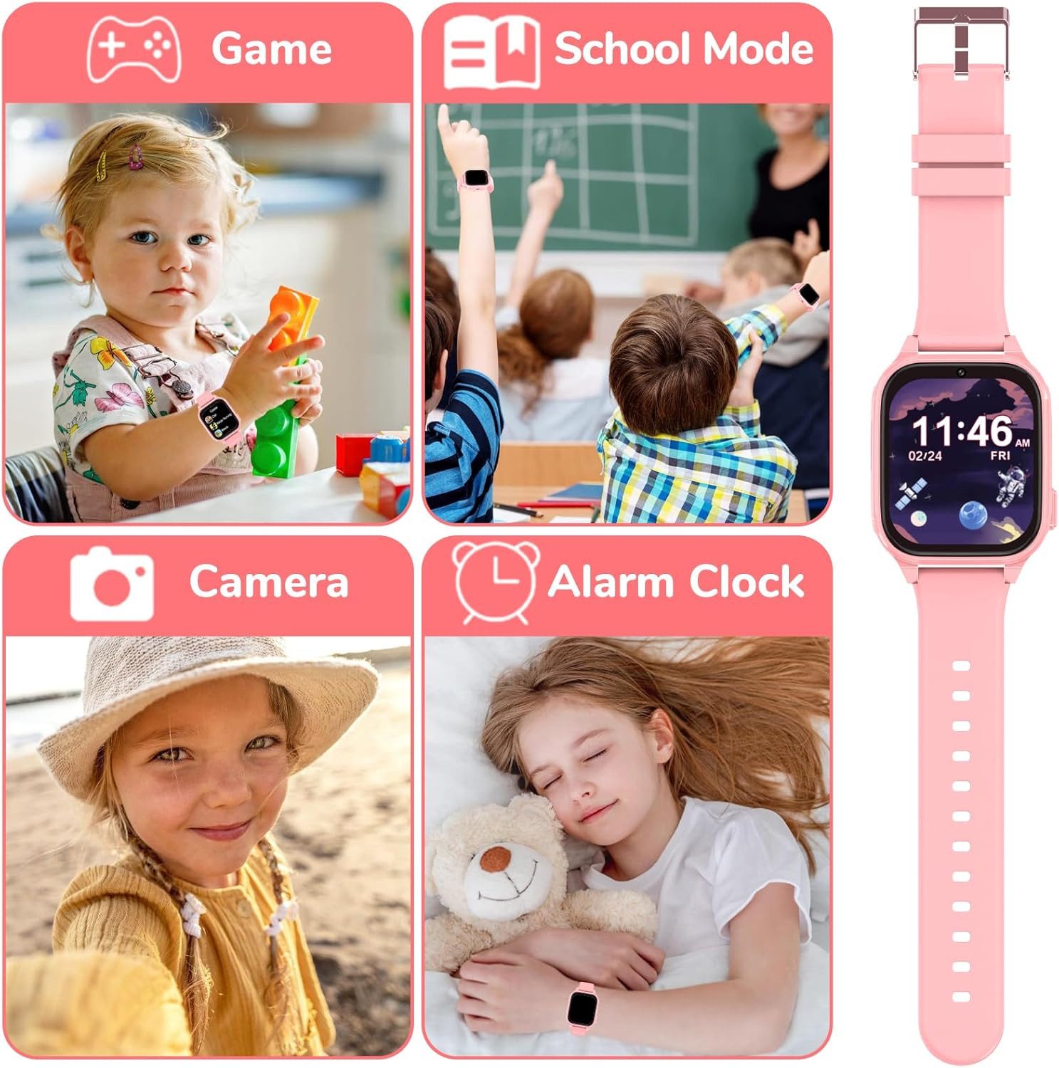Fenamor Smartwatch (4,6 cm, sim), Kinder Smartwatch mit GPS SIM Videoanruf SOS und Spielen 2025