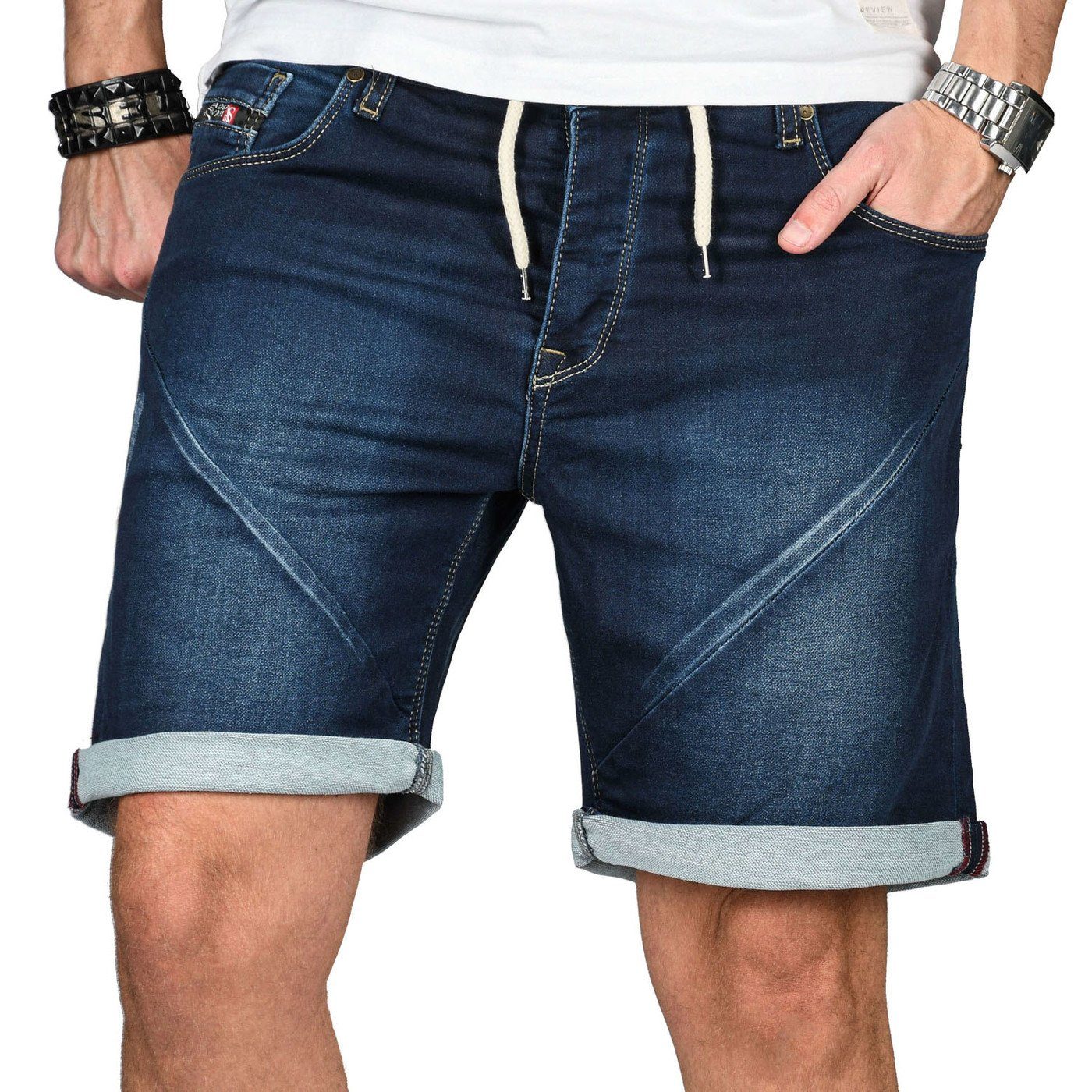 Alessandro Salvarini Shorts A. Salvarini Abramo Herren Sweat Shorts kurze Hosen Stretch mit Elasthan