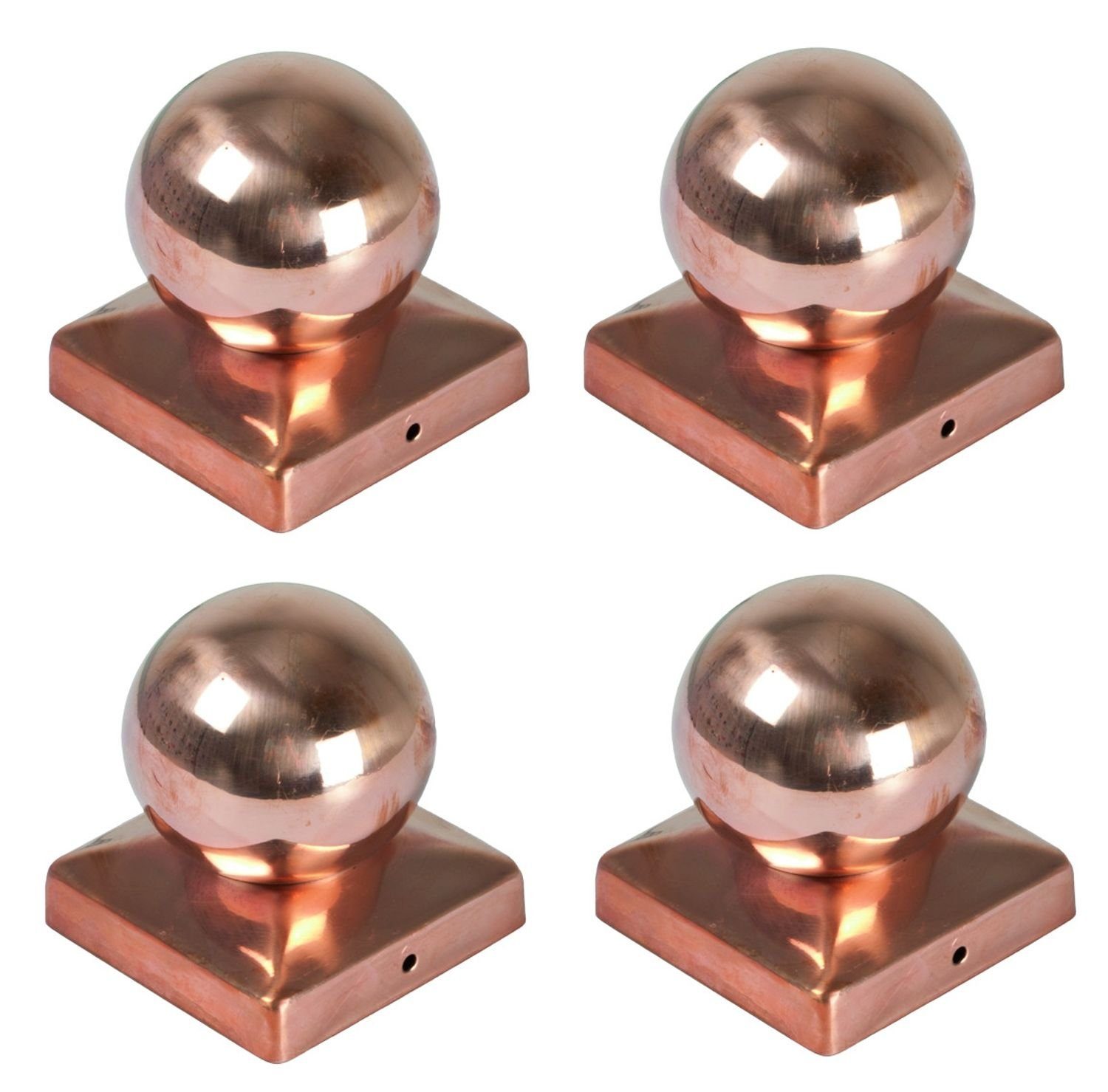 Pfostenkappe 4x Kupfer Pfostenkappe Kugel 90x90 mm Zaunkappe Zierkappe Pfahl Kappe