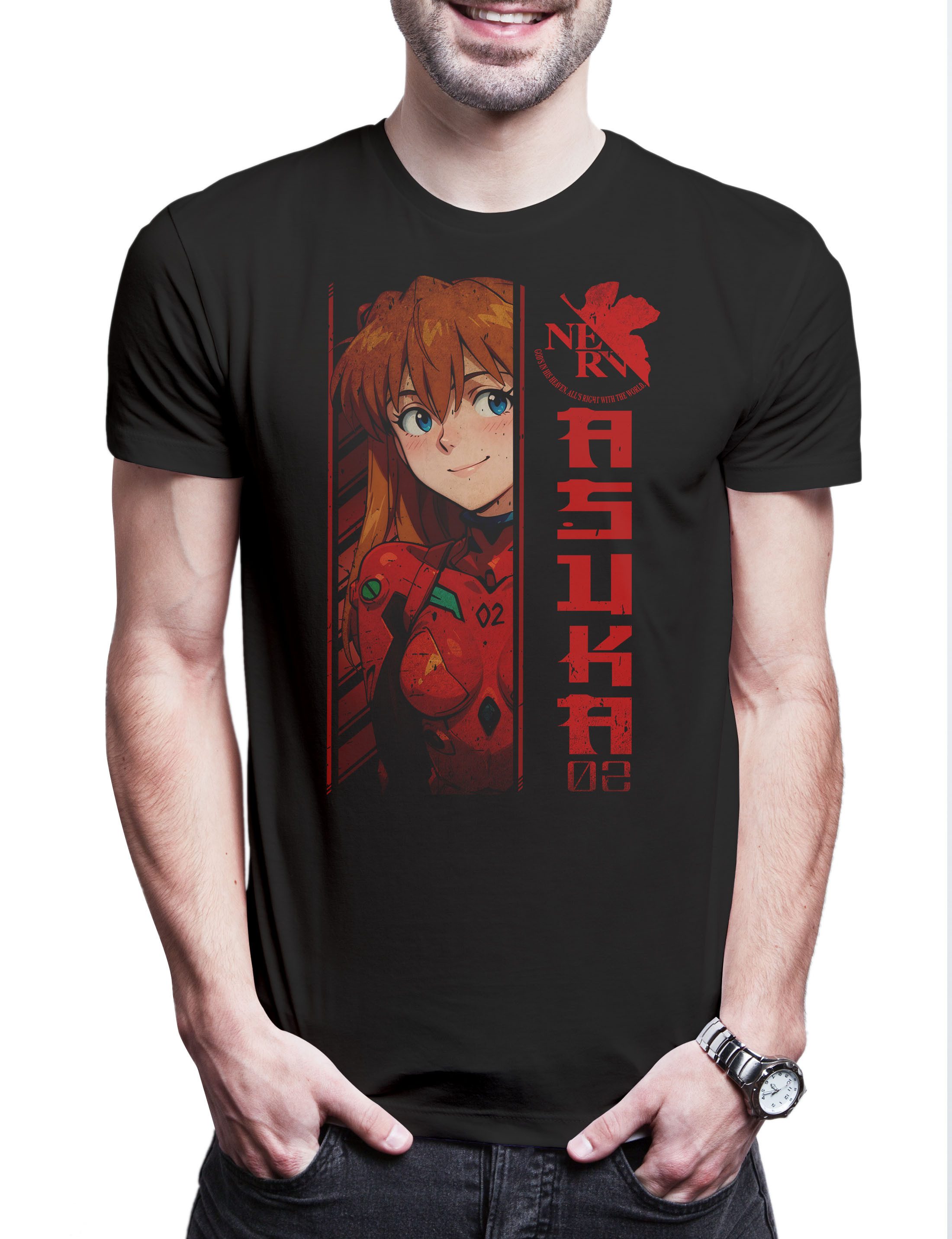 Print-Shirt Neon Asuka 1 Herren T-Shirt Genesis Nerv Asuka Gendo Evangelion Anime