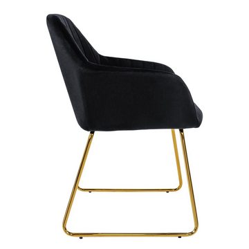 ML-DESIGN Stuhl Esszimmerstühle Wohnzimmerstuhl Küchenstuhl Polsterstuhl, 6er Set aus Samt Schwarz Gold Beine mit Metallgestell Ergonomisch