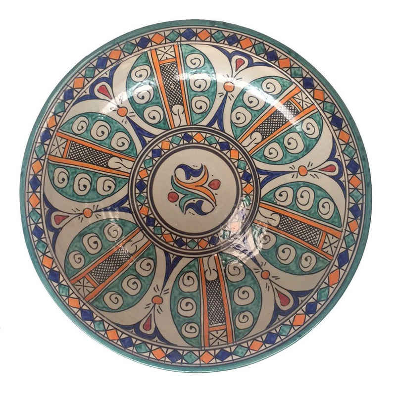 Casa Moro Dekoteller »Casa Moro Orientalischer Keramik Teller Schale bunt Ø 34 cm, handbemalte Keramikschale marokkanische Schüssel Obstschale Servierschale, KSF032«, Handmade
