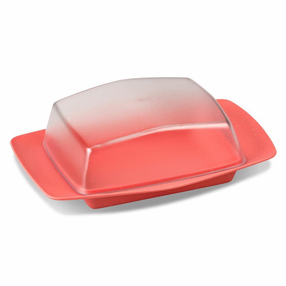 KOZIOL Butterdose Rio Nature Coral, Kunststoff-Holz-Mix, für 250g Butter