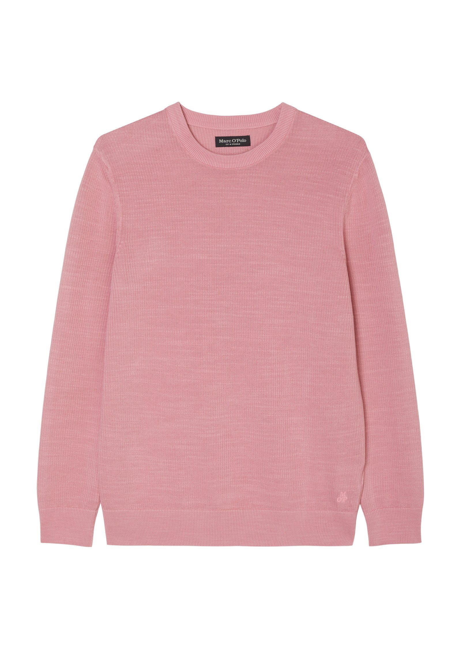 fein Rundhalspullover aus Marc O'Polo rosa Cotton geripptem Organic