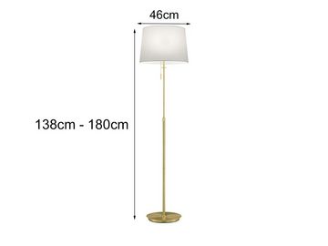 meineWunschleuchte LED Stehlampe, LED wechselbar, Warmweiß, höhenverstellbar Lampenschirm Stoff Designklassiker golden H 138-180cm