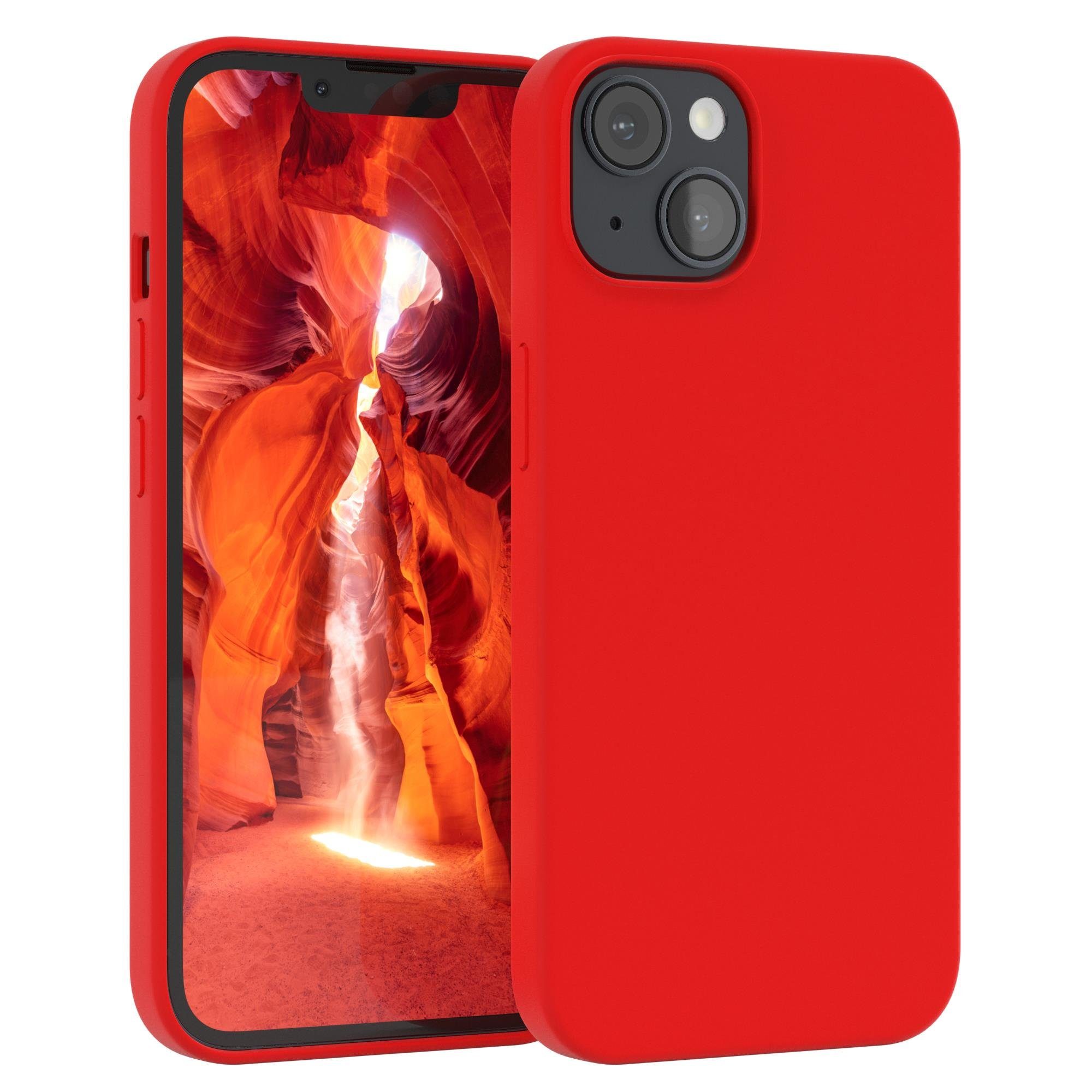 EAZY CASE Handyhülle Premium Silikon Case für Apple iPhone 14 6,1 Zoll, Smart Slimcover mit Displayschutz Handy Softcase Silikonhülle Etui Rot