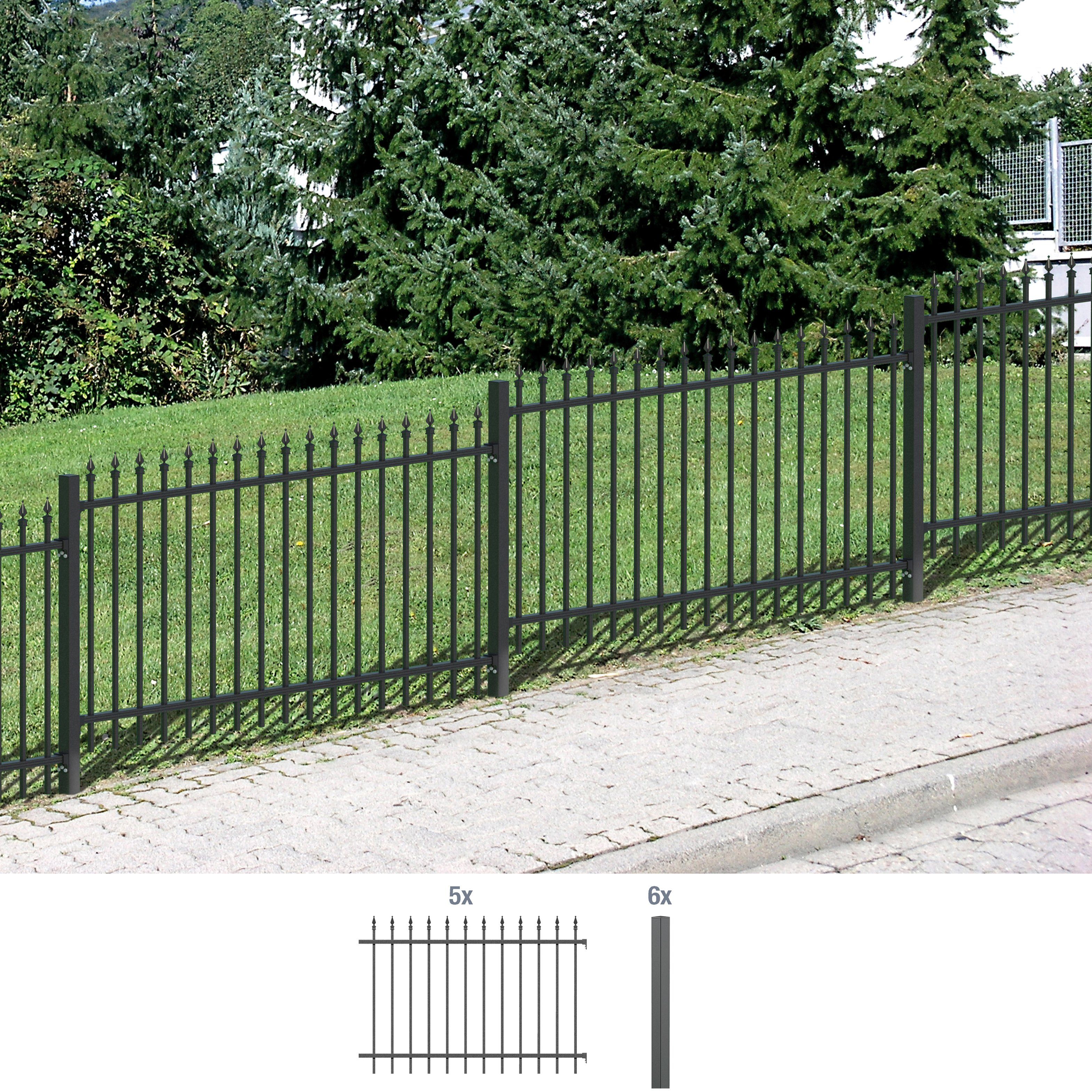 Alberts Metallzaun Chaussee, (Set), Höhe: 100 und 120 cm, Gesamtlänge: 10 m, zum Einbetonieren