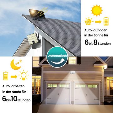 Elegear LED Gartenleuchte 2Pack 3000lm Solarleuchte mit Bewegungsmelder, 3 Modi, LED wechselbar, Kaltweiß, Tageslichtweiß, 2000 mAh, LED fest integriert, Batterie, Geteiltes Solarpanel, Wand