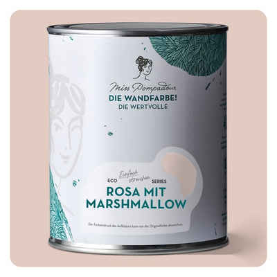MissPompadour Wandfarbe Rosa mit Marshmallow - matte Wandfarbe mit sehr hoher Deckkraft 1 L, geruchsneutrale und spritzfreie Innenfarbe, wasserbasiert