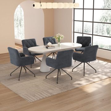 Odikalo Esszimmerstuhl 2er Set Gepolstert Sessel Wohnzimmer 4 Metallbeinen Samt grau/gelb