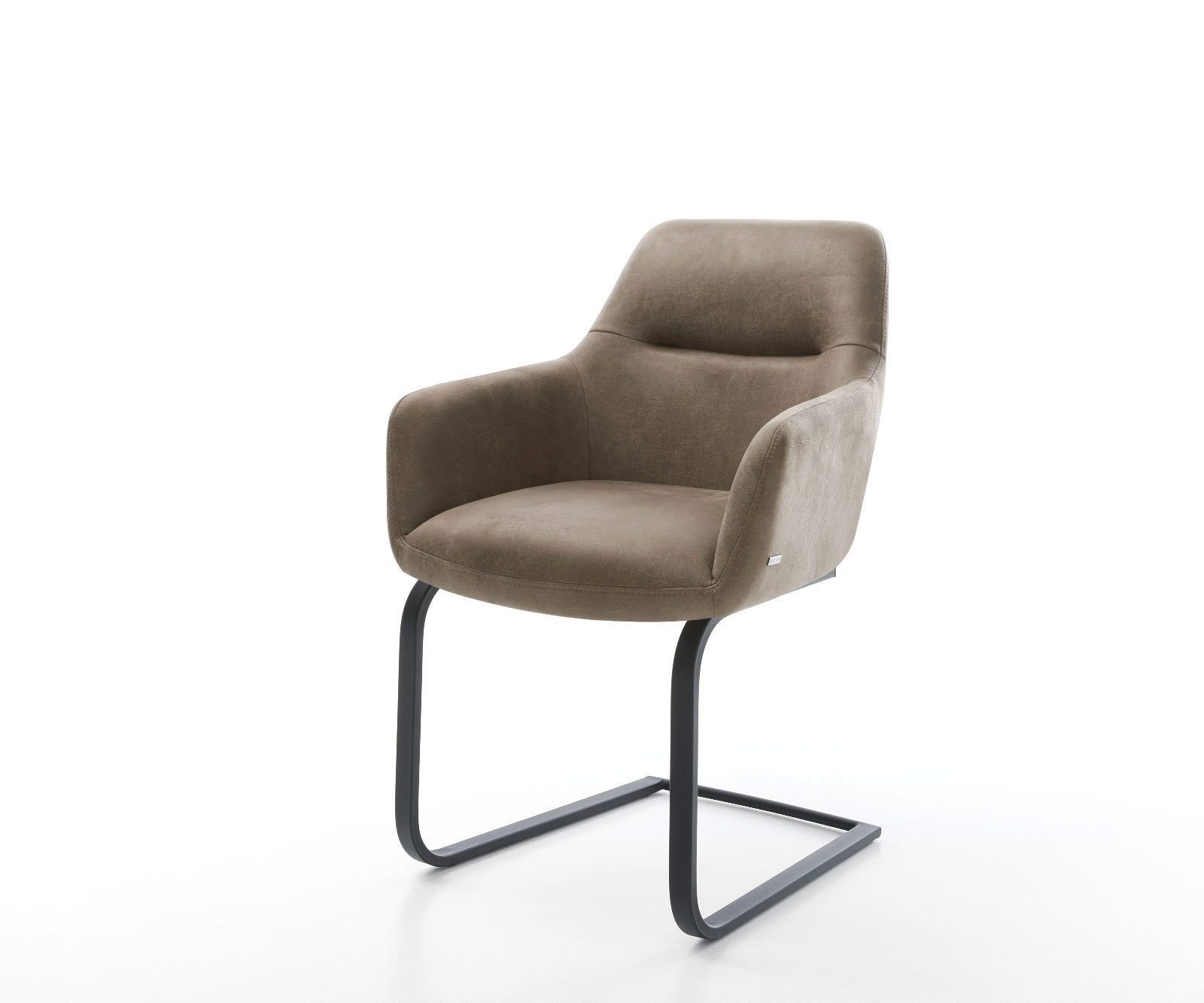 DELIFE Polsterstuhl Pejo-Flex, Freischwinger flach Schwarz Mikrofaser Taupe günstig online kaufen