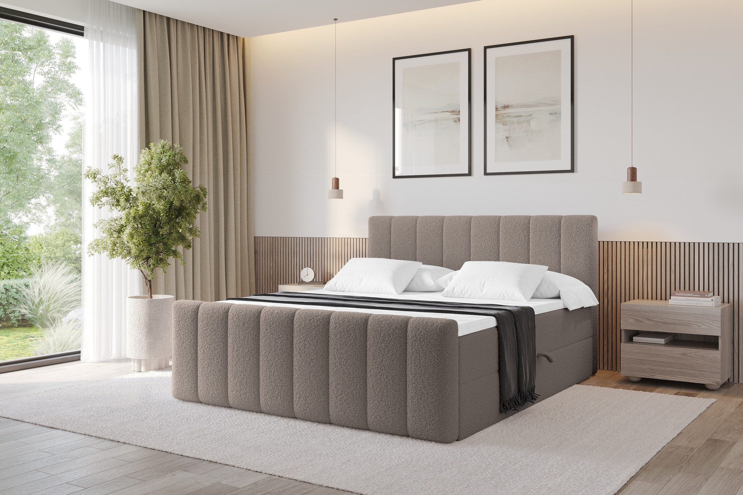 ALTDECOR Boxbett OTTA-Z (Multipocket-Matratze H4, H3 Matratze Bonellfederung, Topper, Kopfteil), Doppelbett mit Fußteil
