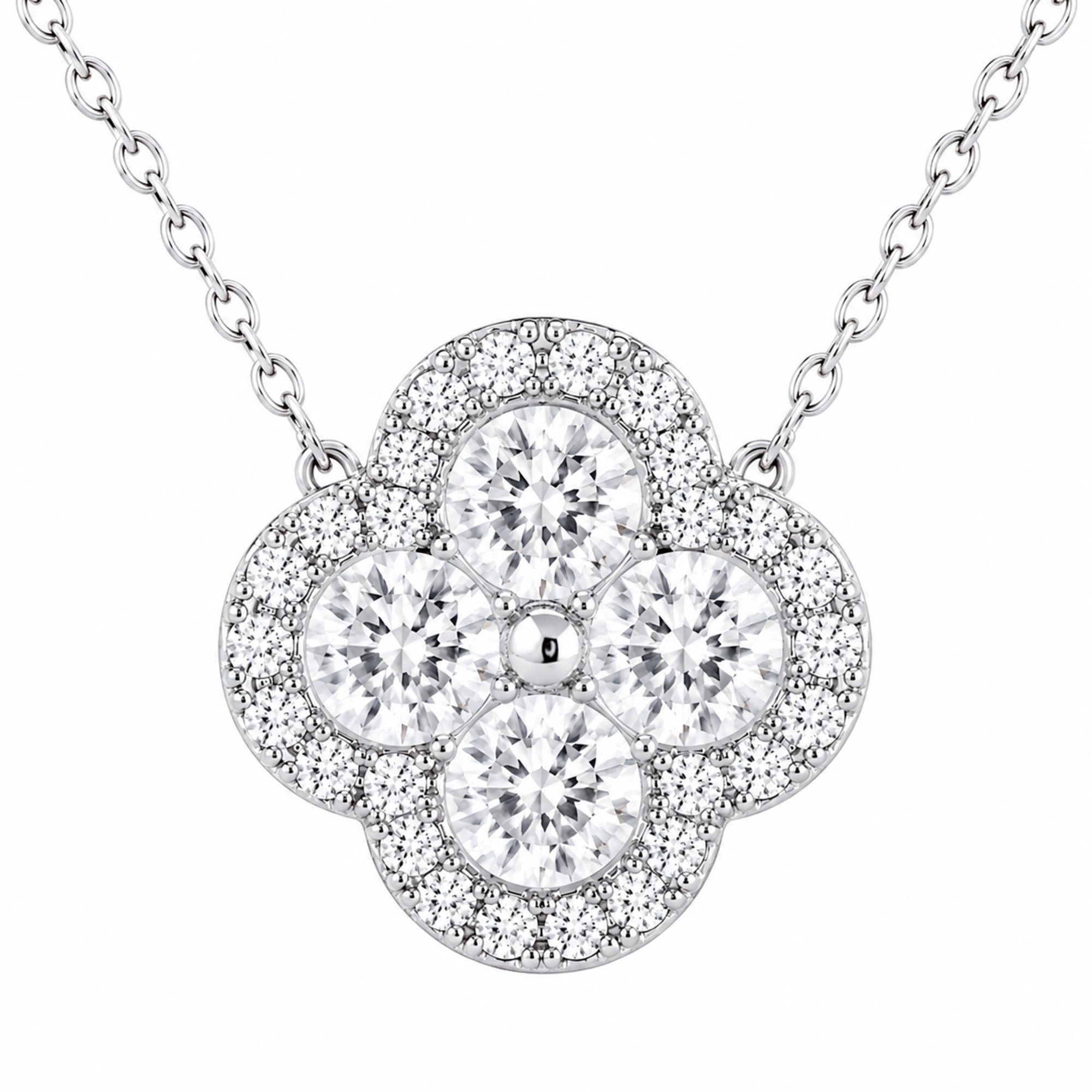 ROUGEMONT Silberkette Funkelnde Kleeblatt-Clover Damen Halskette 45cm 925 sterling Silber, Elegantes Clover Design Symbol für Glück, Liebe und positive Energie