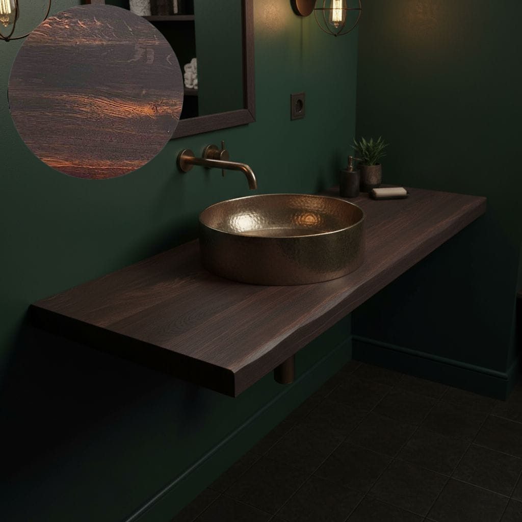 KEINerlei® Waschtischplatte Waschtischplatte Vintage Schwarz Burgunderrot, 4cm Stark