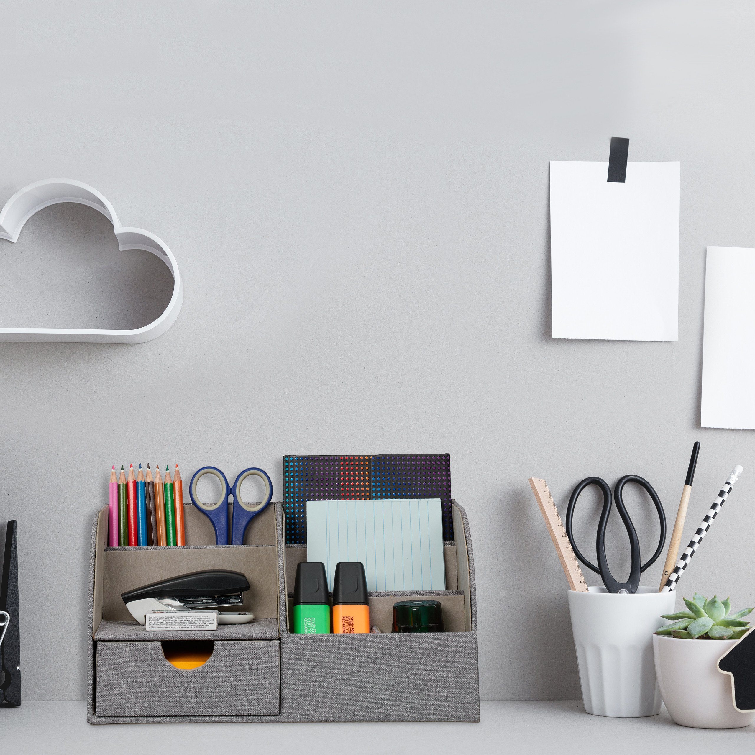 relaxdays Organizer Schreibtisch Organizer Leinenoptik (1 St)