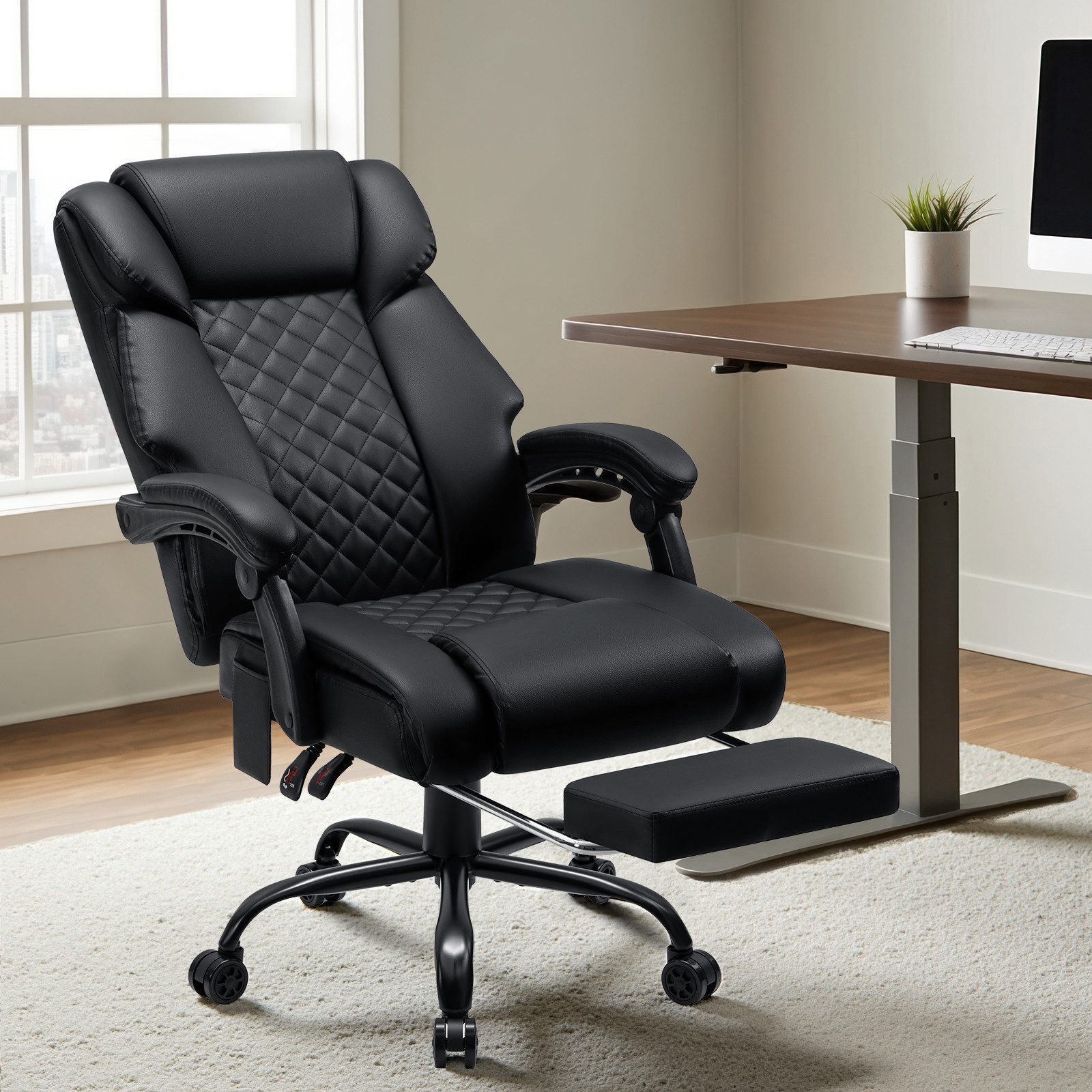 Insma Gaming-Stuhl (Ergonomisch Massage-Bürostuhl), mit Heizfunktion, verstellbarer Kopf & Fußstütze bis 180kg