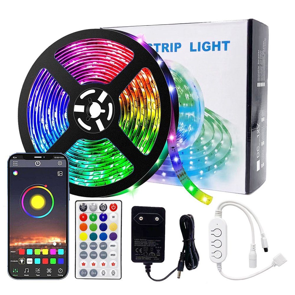 zggzerg LED Stripe Led RGB Streifen Wasserdicht 5M, mit Strip Fernbedienung und App Musik