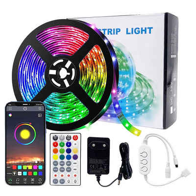 zggzerg LED Stripe Led Strip 5M, RGB Wasserdicht Musik Streifen mit Fernbedienung und App