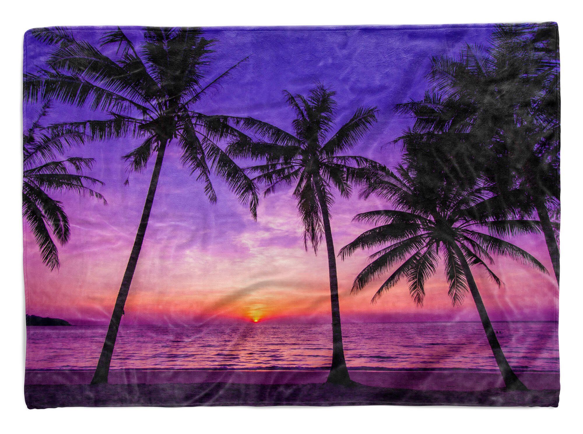 Handtücher Handtuch Strandhandtuch Saunatuch Kuscheldecke mit Fotomotiv Palmen Süden Parad, Baumwolle-Polyester-Mix (1-St), Handtuch