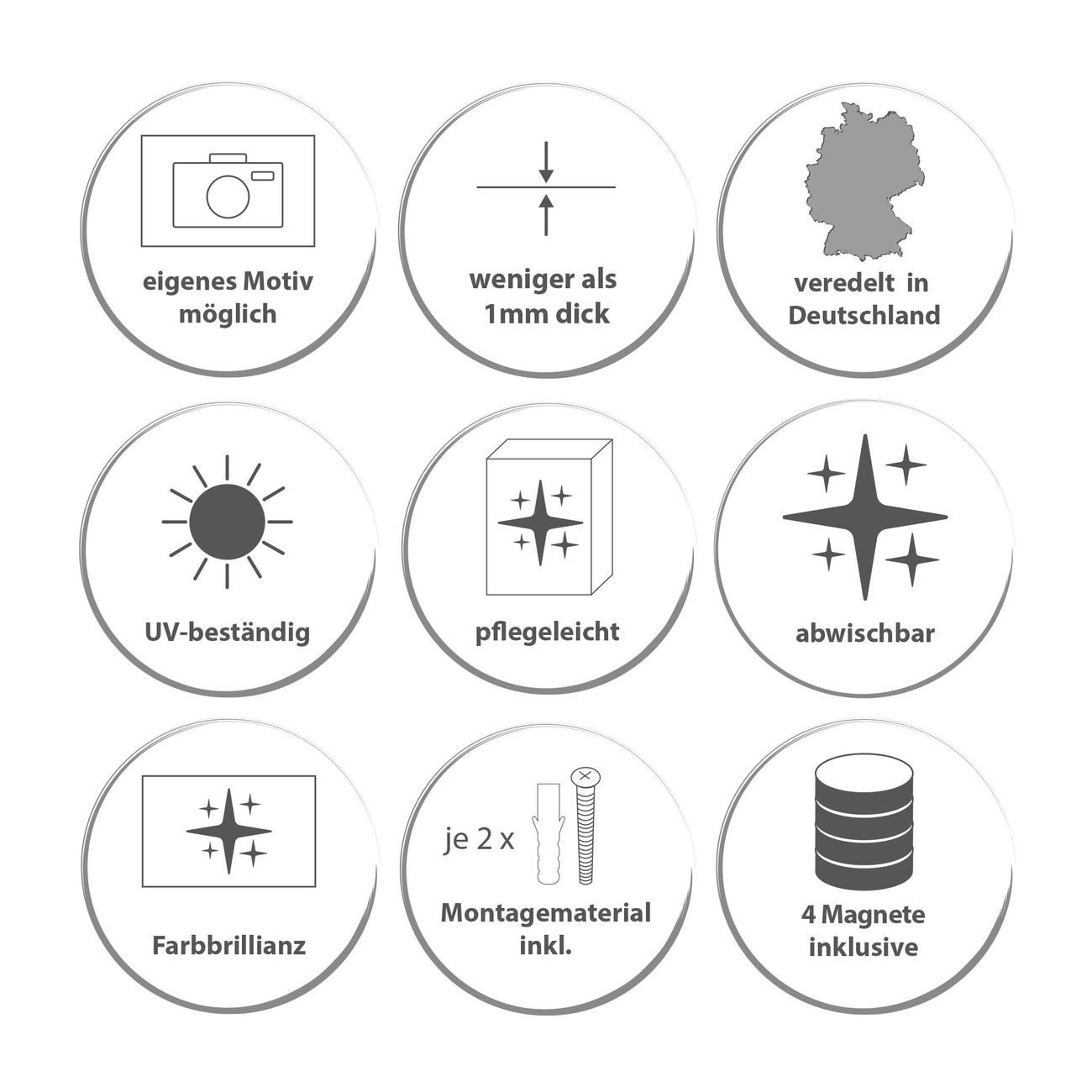 banjado Magnettafel Stahl Rund Eule, (inkl. 4 Magnete, Runde Stahlmagnettafel)