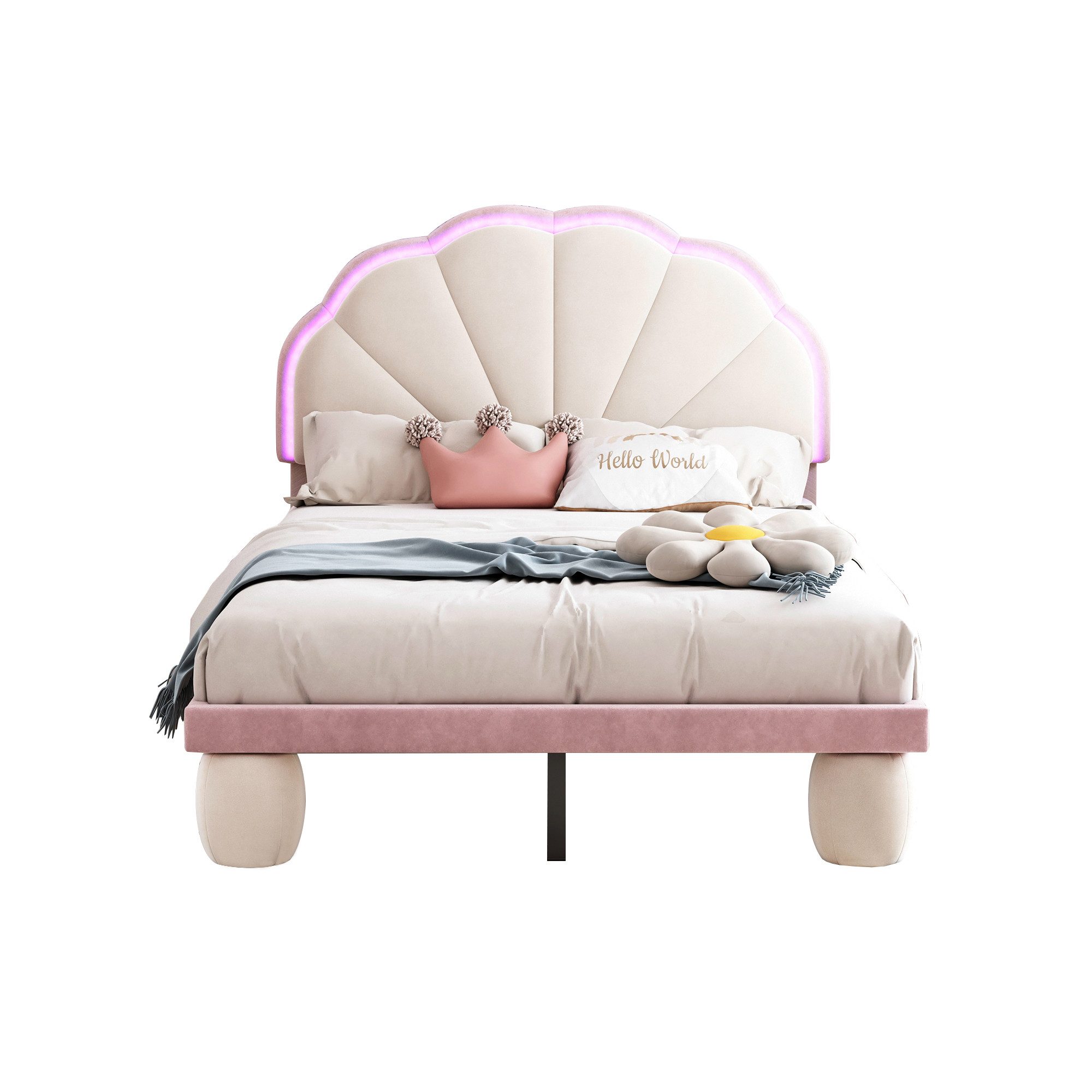 Flieks Polsterbett, LED Beleuchtung Kinderbett Einzelbett günstig online kaufen