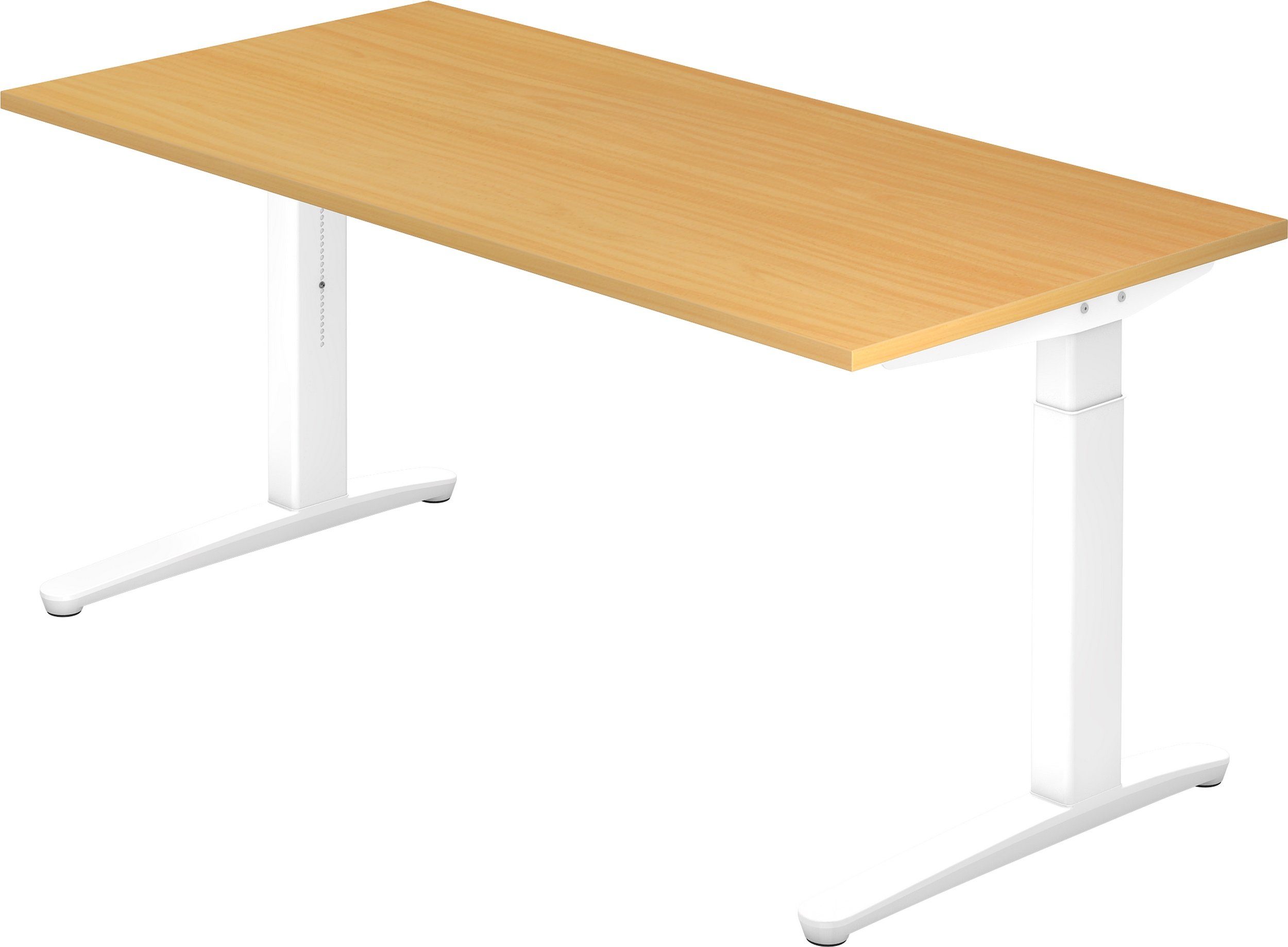 bümö Schreibtisch Schreibtisch Serie-XB, Rechteck: 160 x 80 cm - Dekor: Buche - Gestell: Weiß
