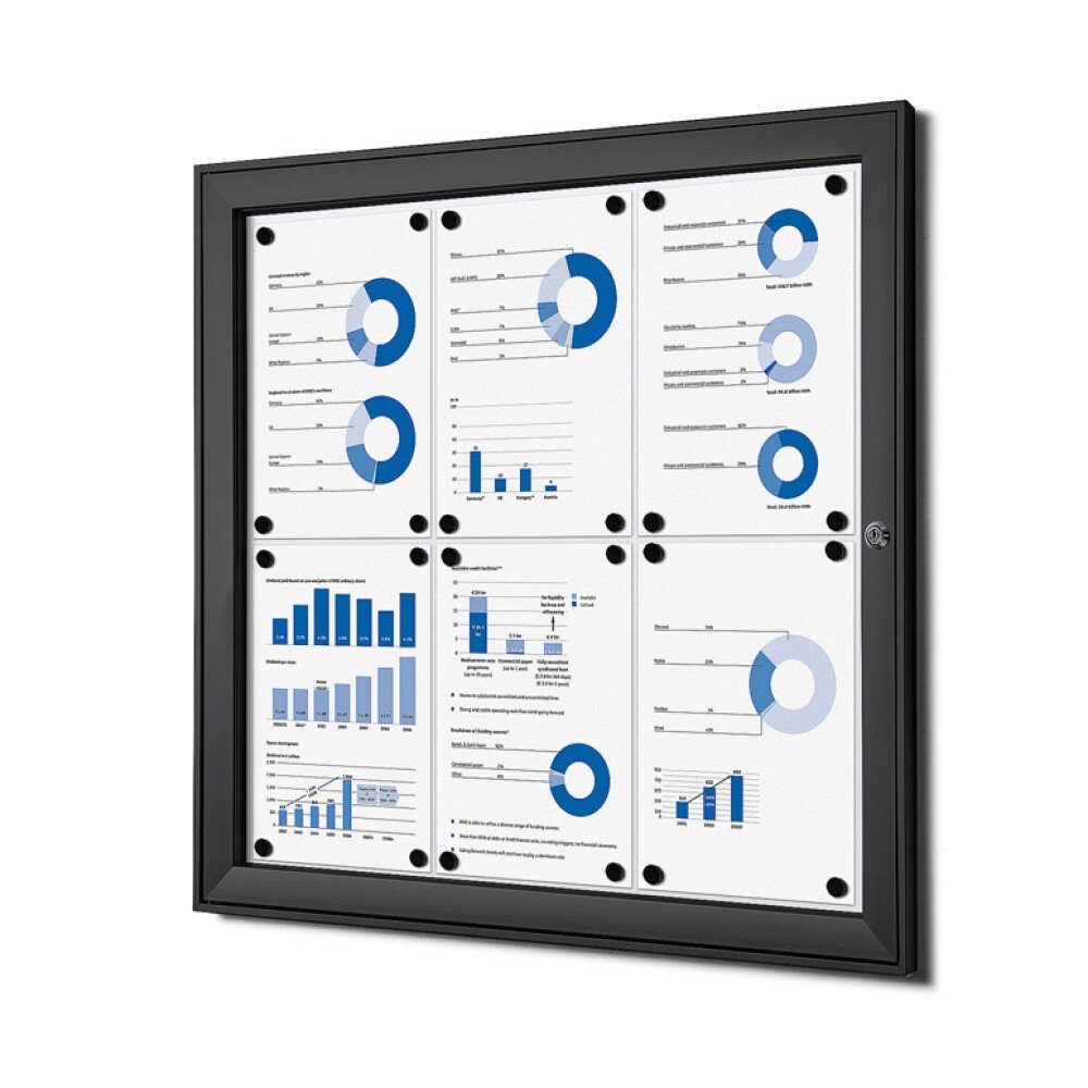 Hängevitrine für Innen und Außen SCS - 6x DIN A4 - Aluminium - Schwarz